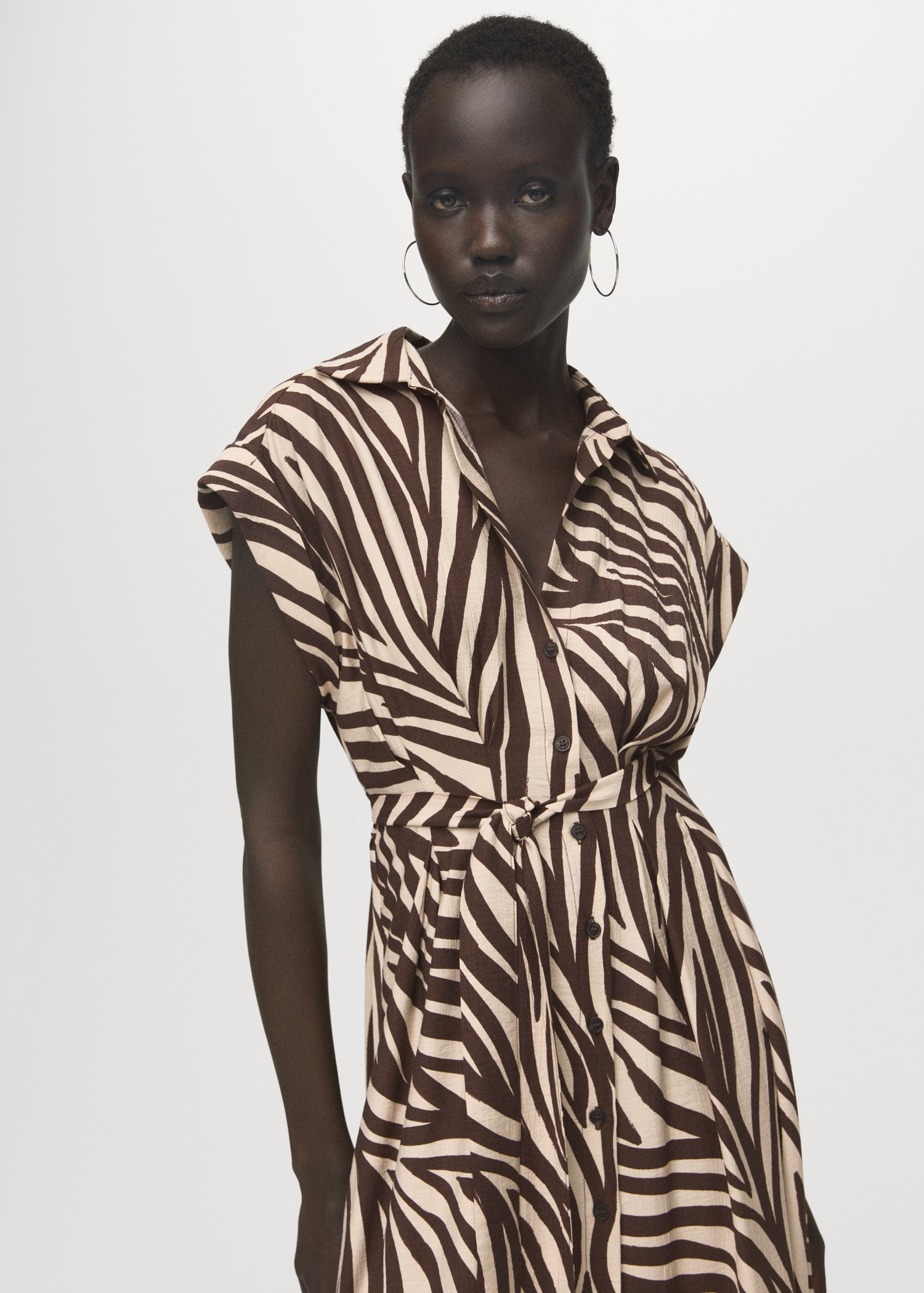 Robe Chemise Robe Mango Grande Taille Robe Chemisier Imprimée