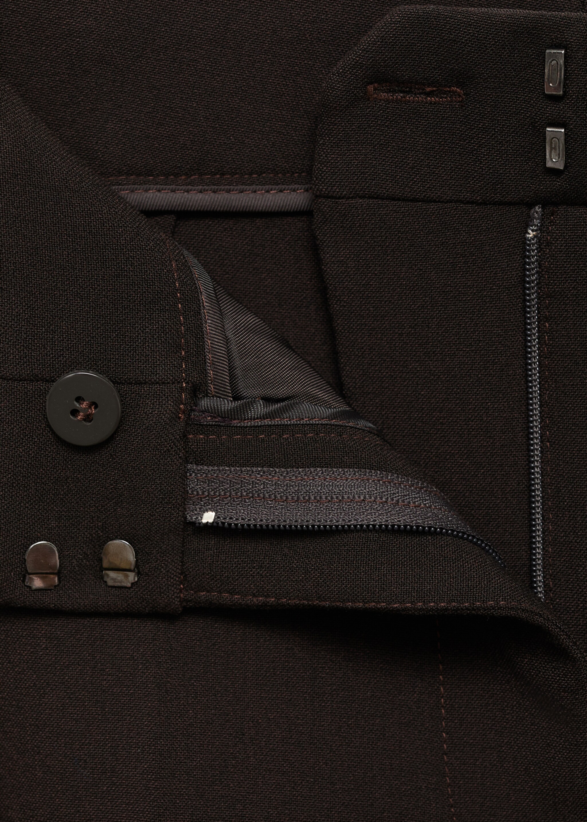 Straight-fit suit trousers - Details of the article 8, Chocolate. Ref: 17074786-00.