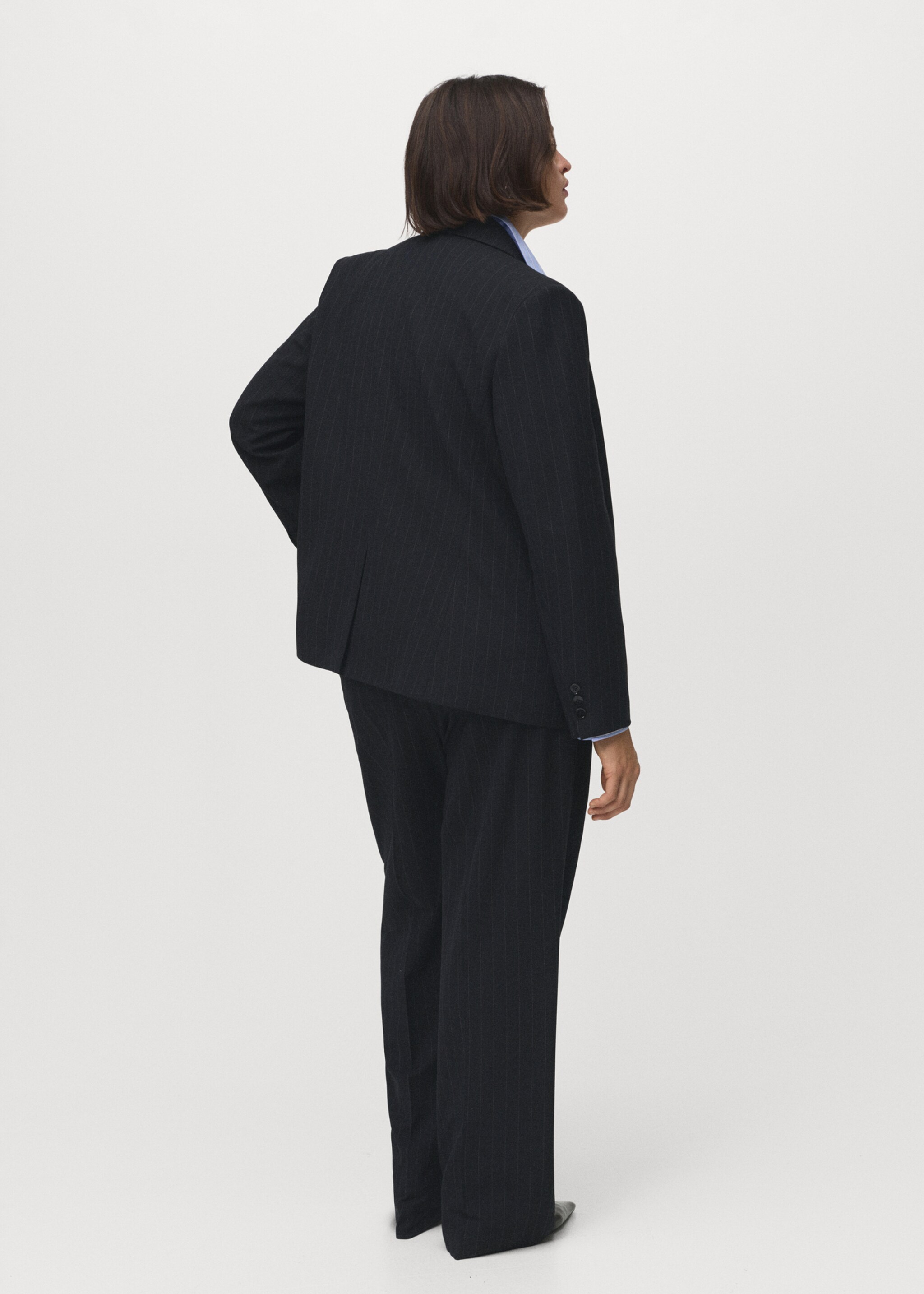 Straight-fit suit trousers - Details of the article 4, Navy. Ref: 17074786-00.