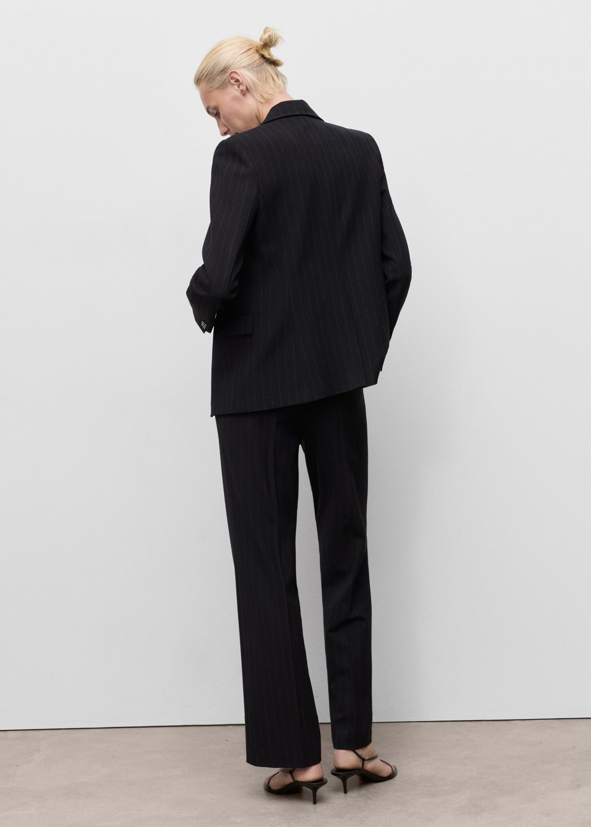 Straight-fit suit trousers - Reverse of the article, Navy. Ref: 17074786-00.