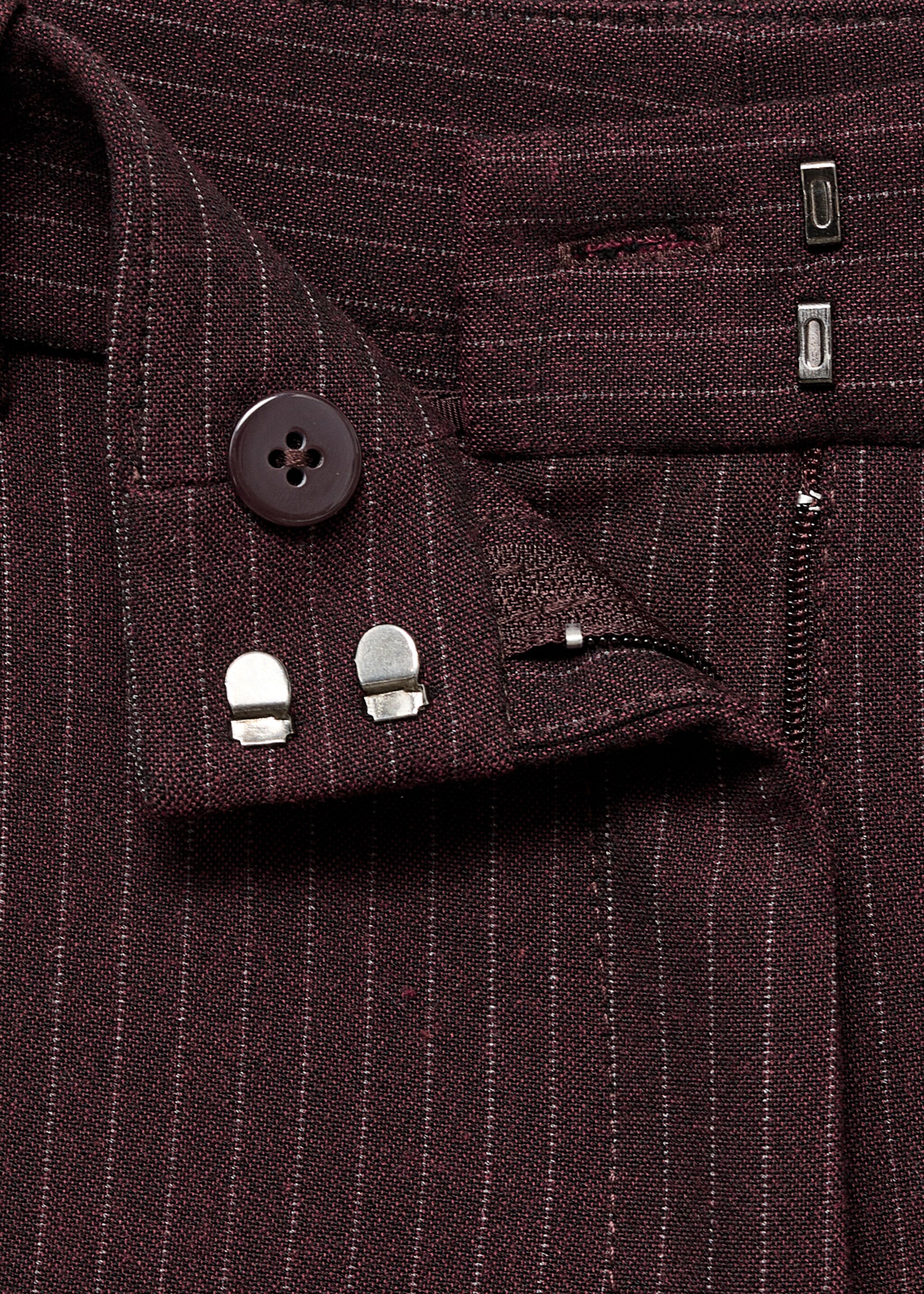 Straight-fit suit trousers - Details of the article 8, Burgundy. Ref: 17074786-00.