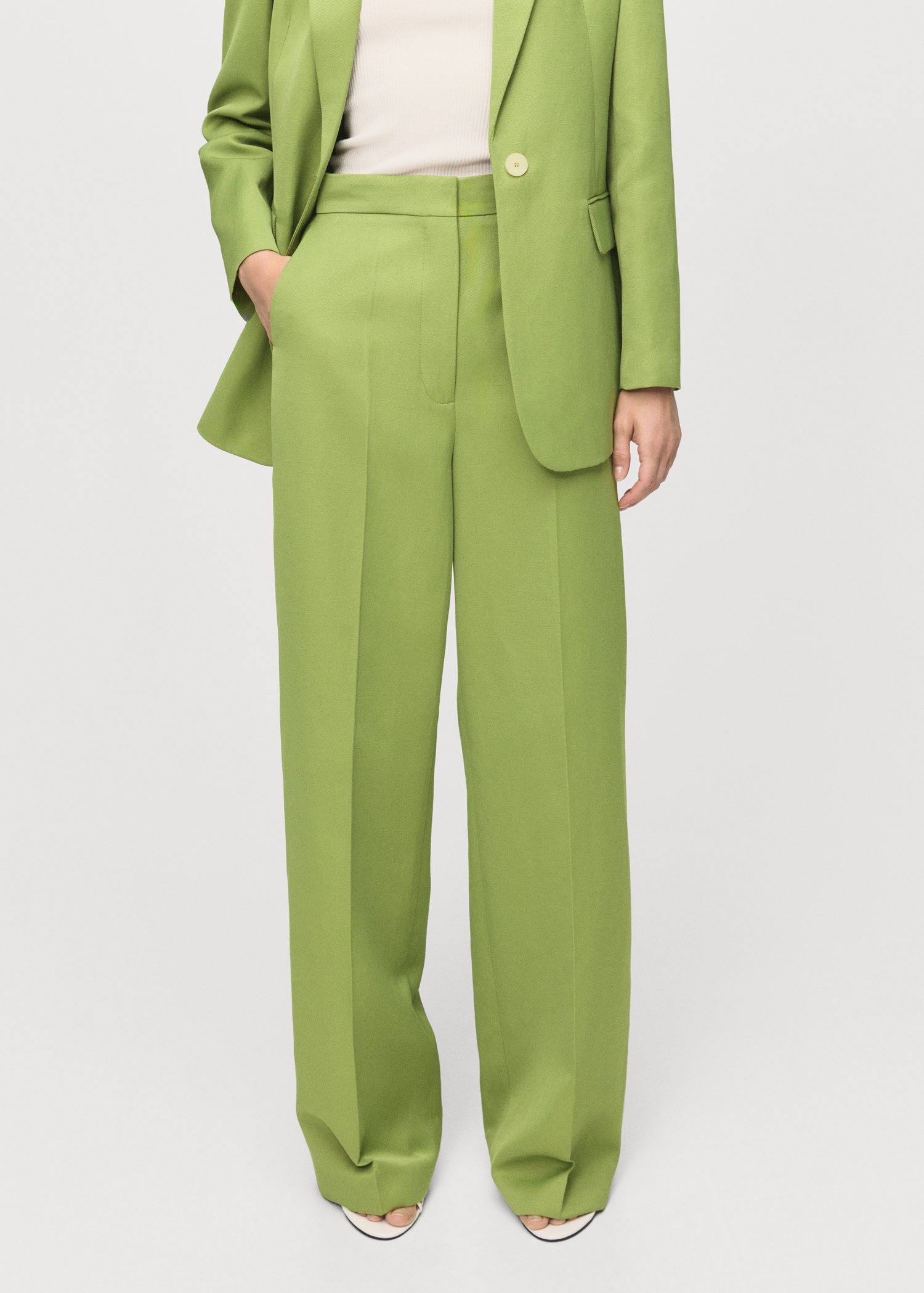 Straight-fit linen-blend suit trousers Women MANGO Philippines
