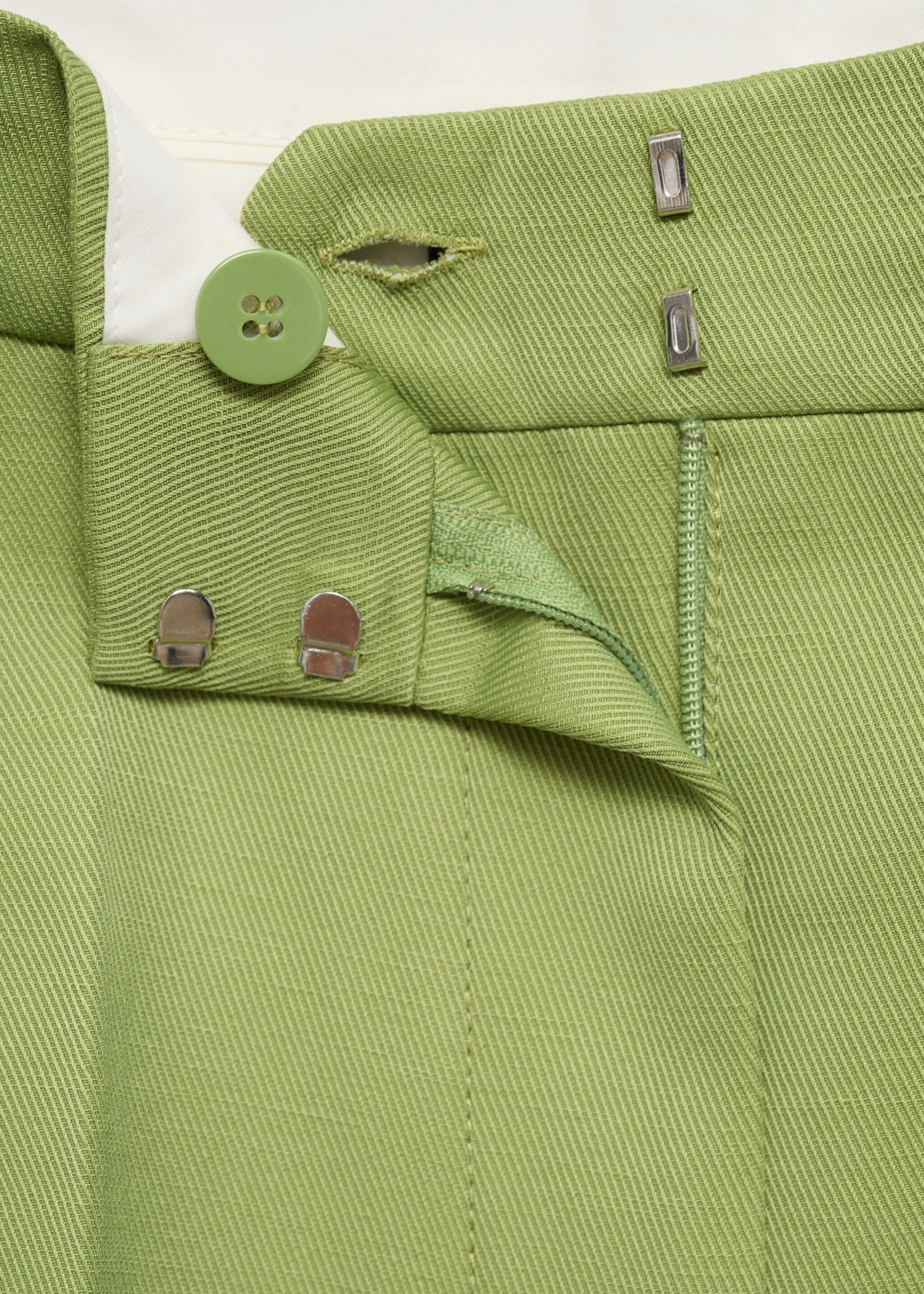 Straight-fit linen-blend suit trousers - Details of the article 8, Green. Ref: 17074790-00.