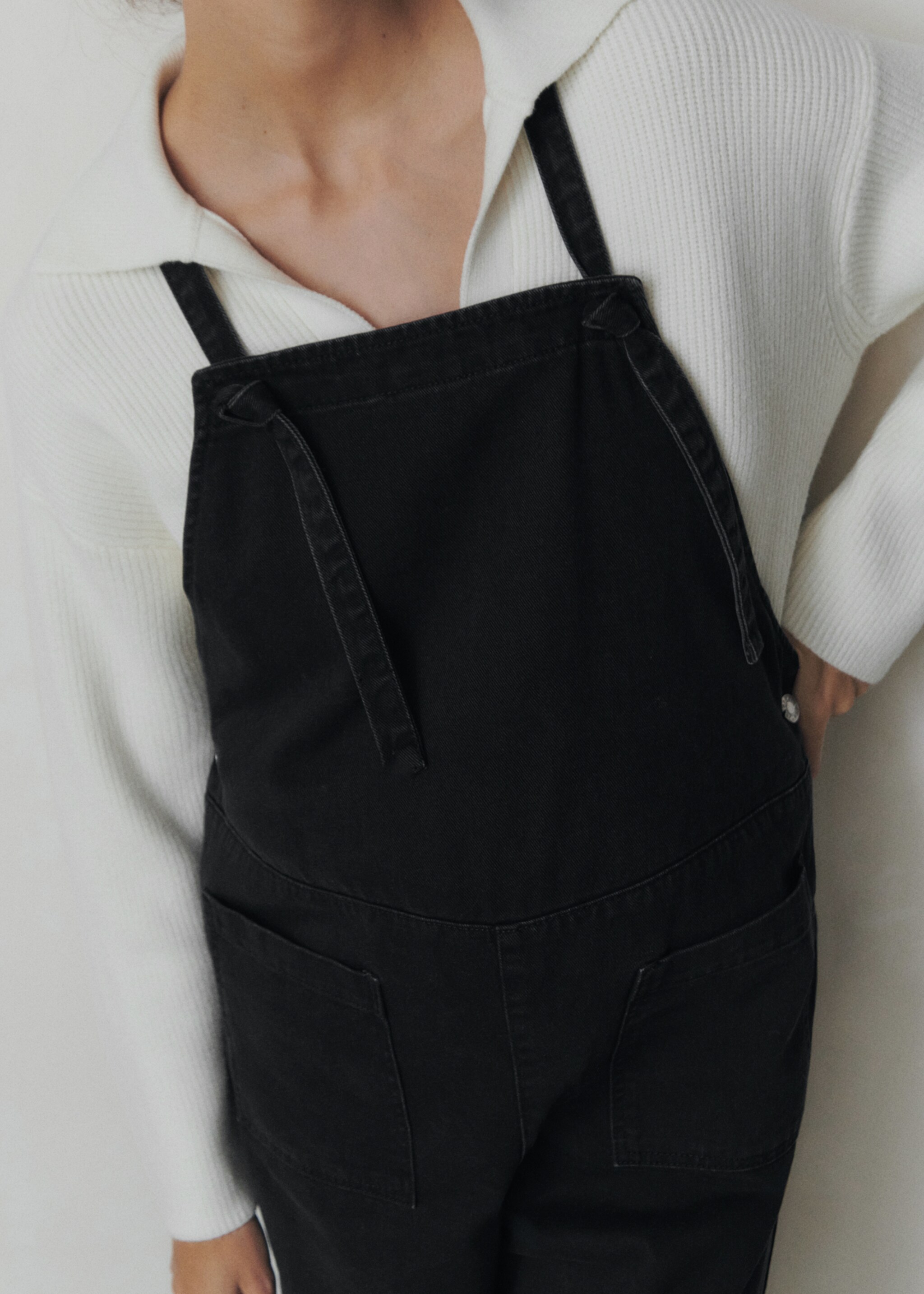 Dungarees petomum - Details of the article 6, Black denim. Ref: 17075145-00.
