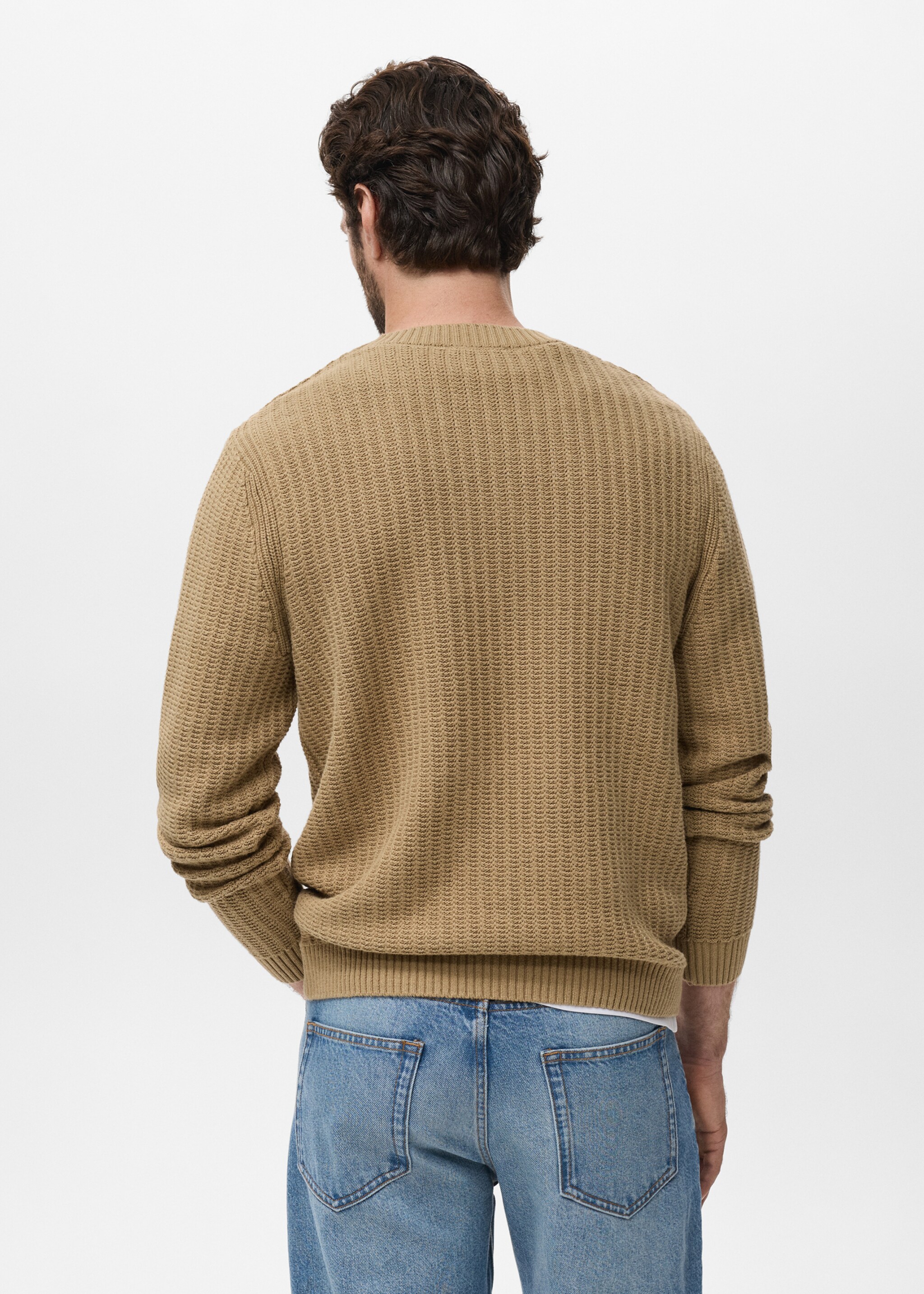 Pull-over 100 % coton maille - Verso de l’article, Beige. Ref: 17075147-00.