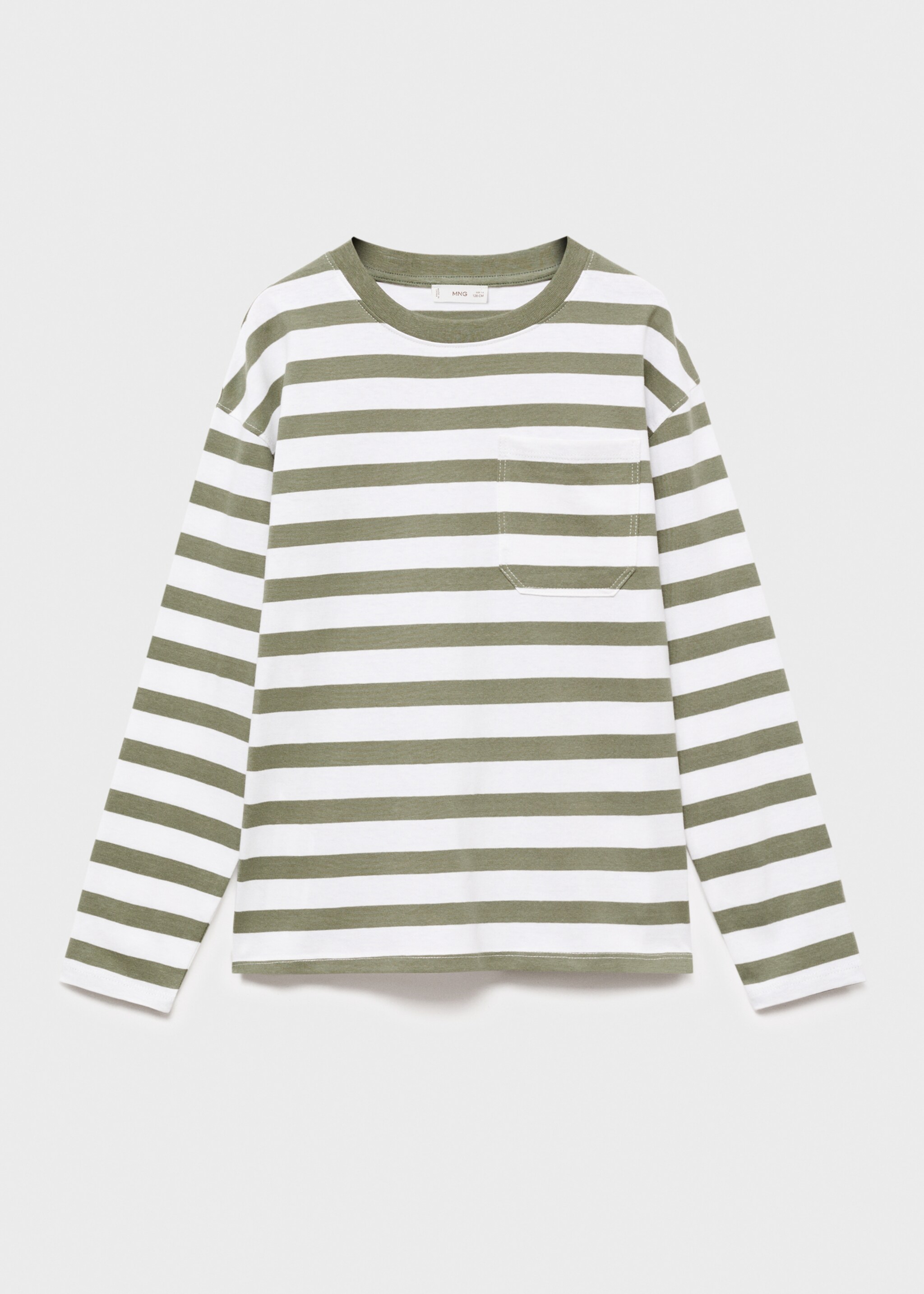 T-shirt à rayures poche - Article sans modèle, Vert. Ref: 17075149-00.
