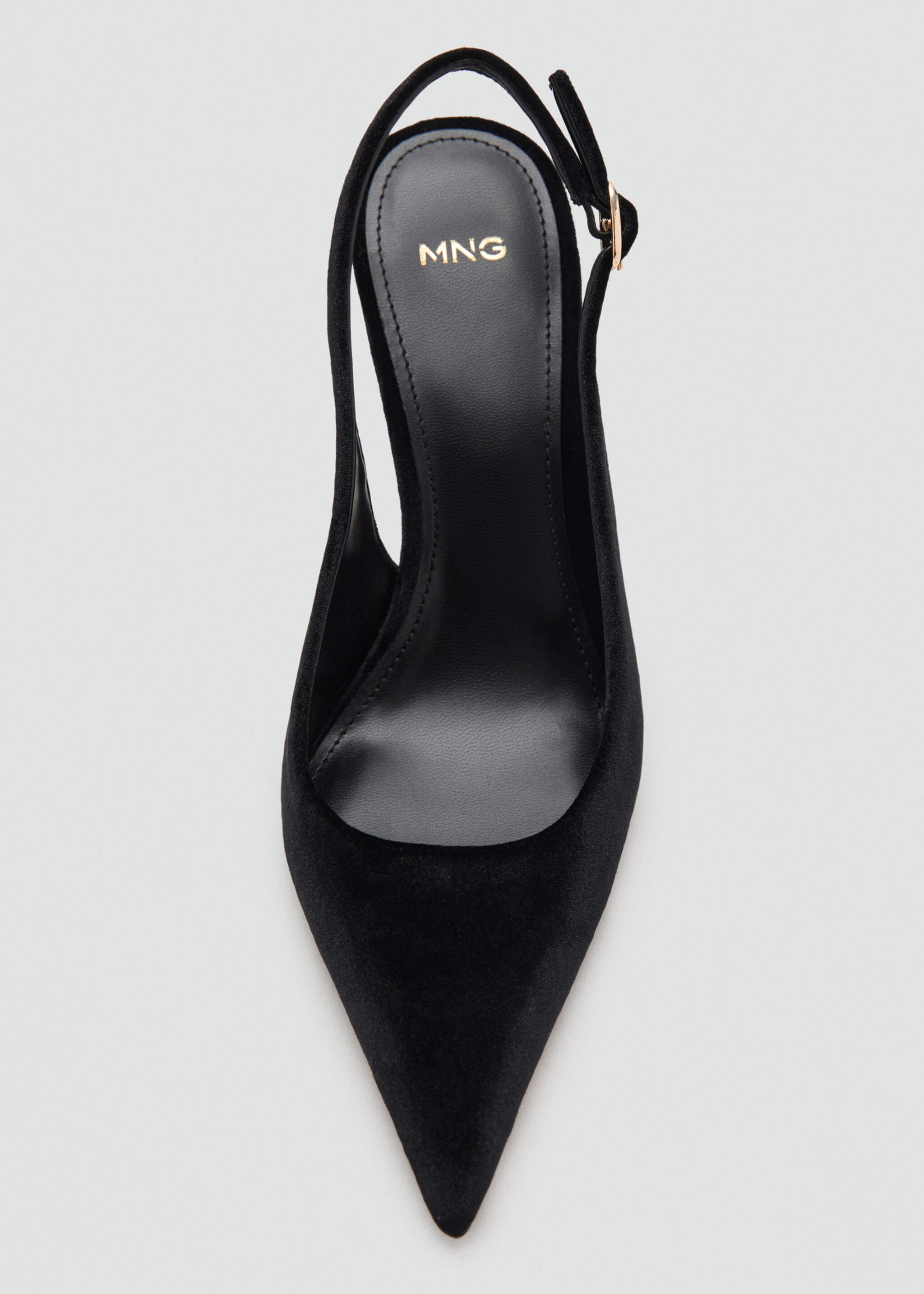 Velvet heeled shoes - Details of the article 2, Black. Ref: 17075150-00.