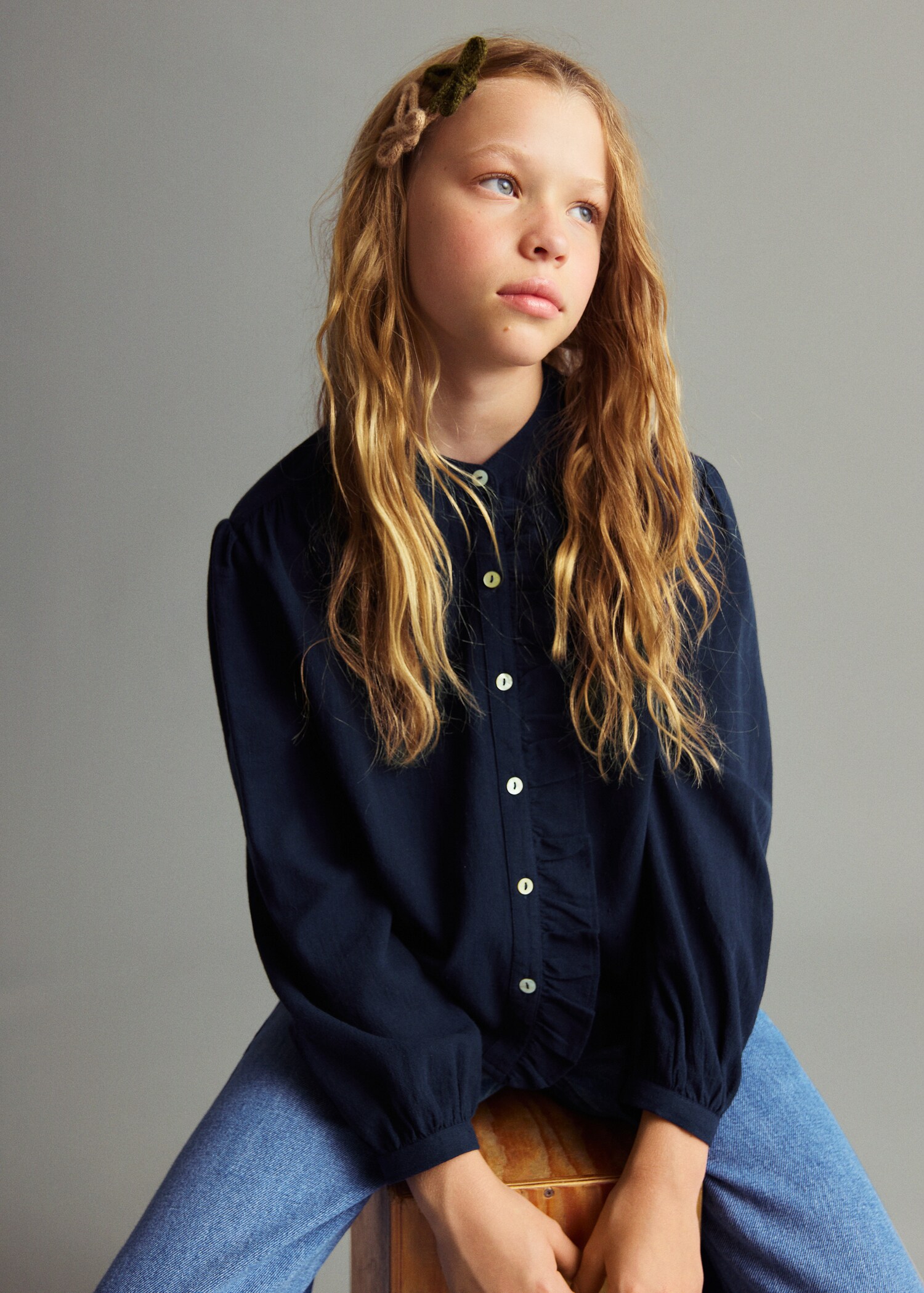 Ruffle cotton blouse - Medium plane