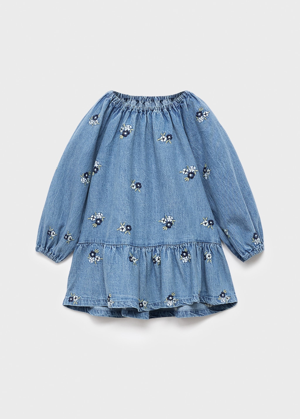 Flower embroidered denim dress