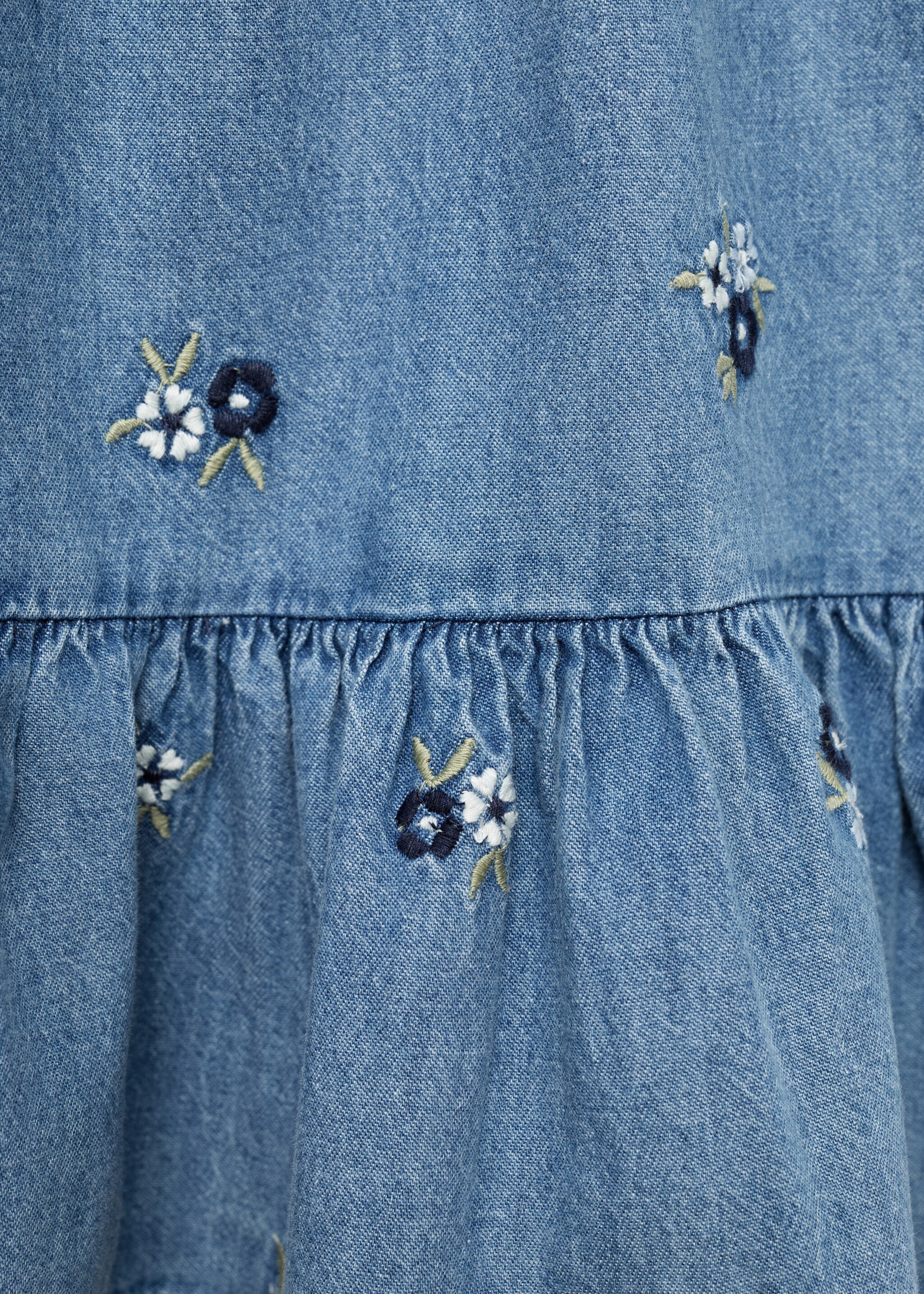 Vestido denim bordado floral - Detalle del artículo 0, Azul medio. Ref: 17075158-00.