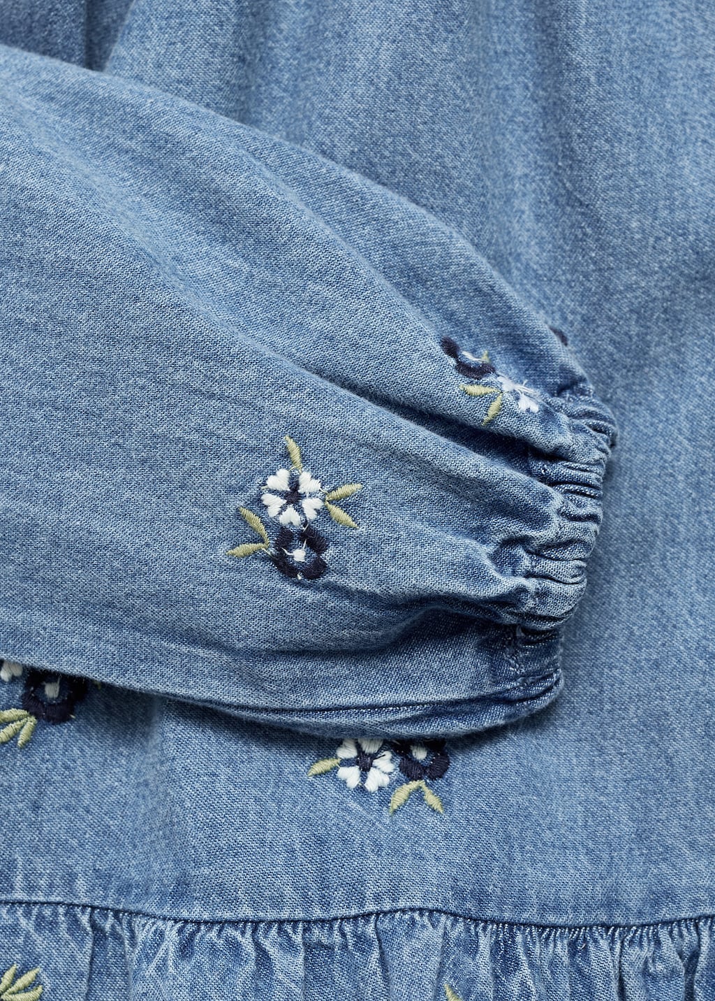 Flower embroidered denim dress