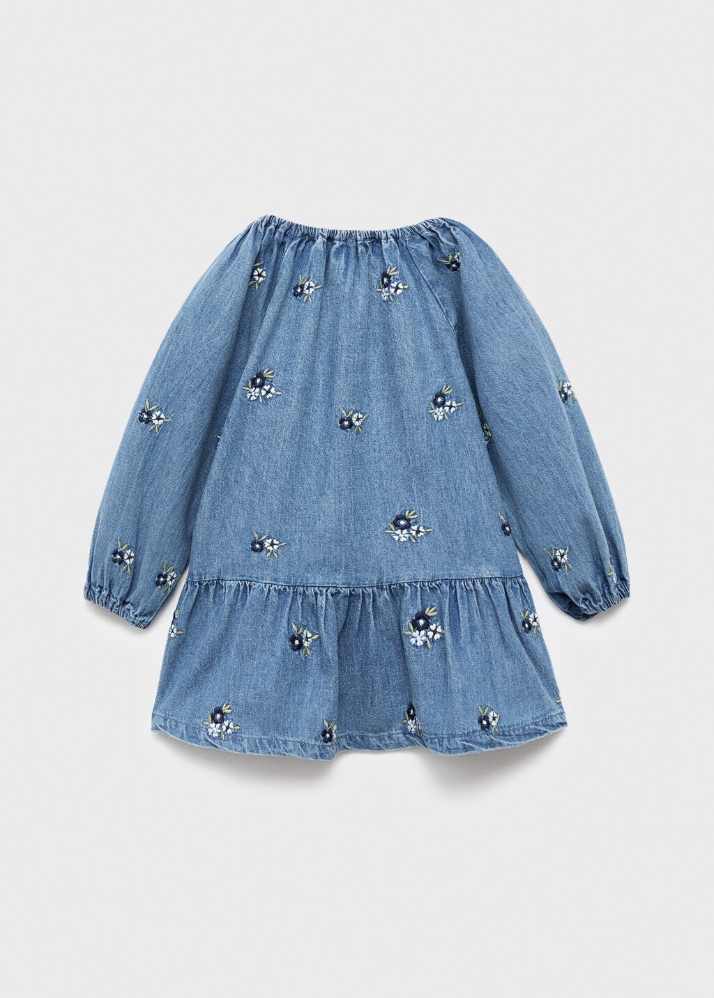 Flower embroidered denim dress