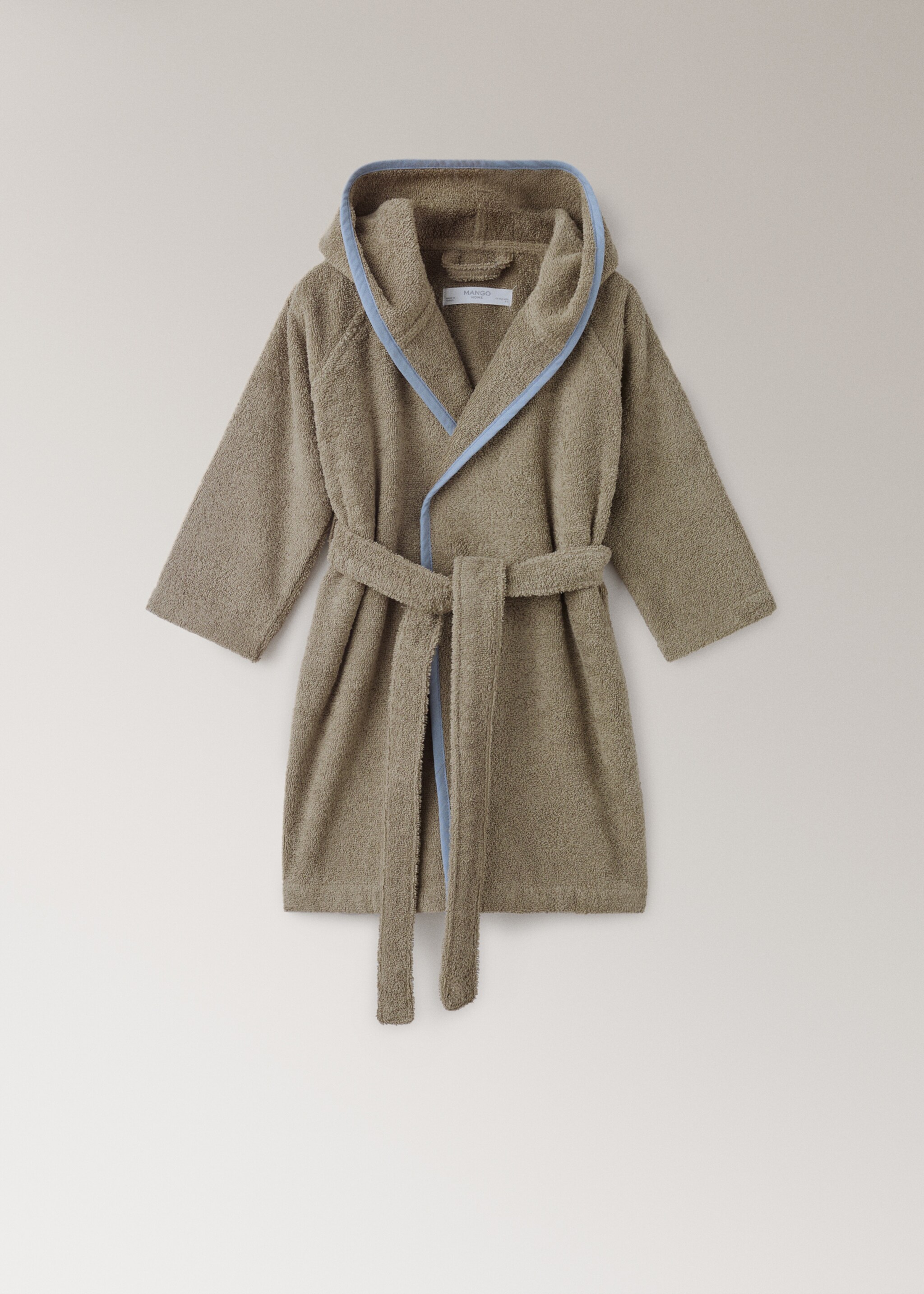 Children's cotton bathrobe with contrasting trim - Article without model, Khaki. Ref: 17075168-00.