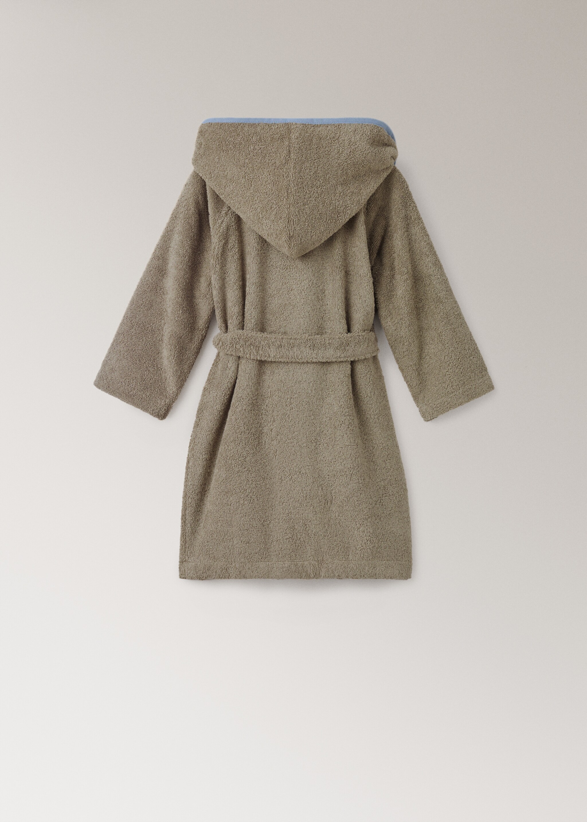 Children's cotton bathrobe with contrasting trim - Details of the article 1, Khaki. Ref: 17075168-00.