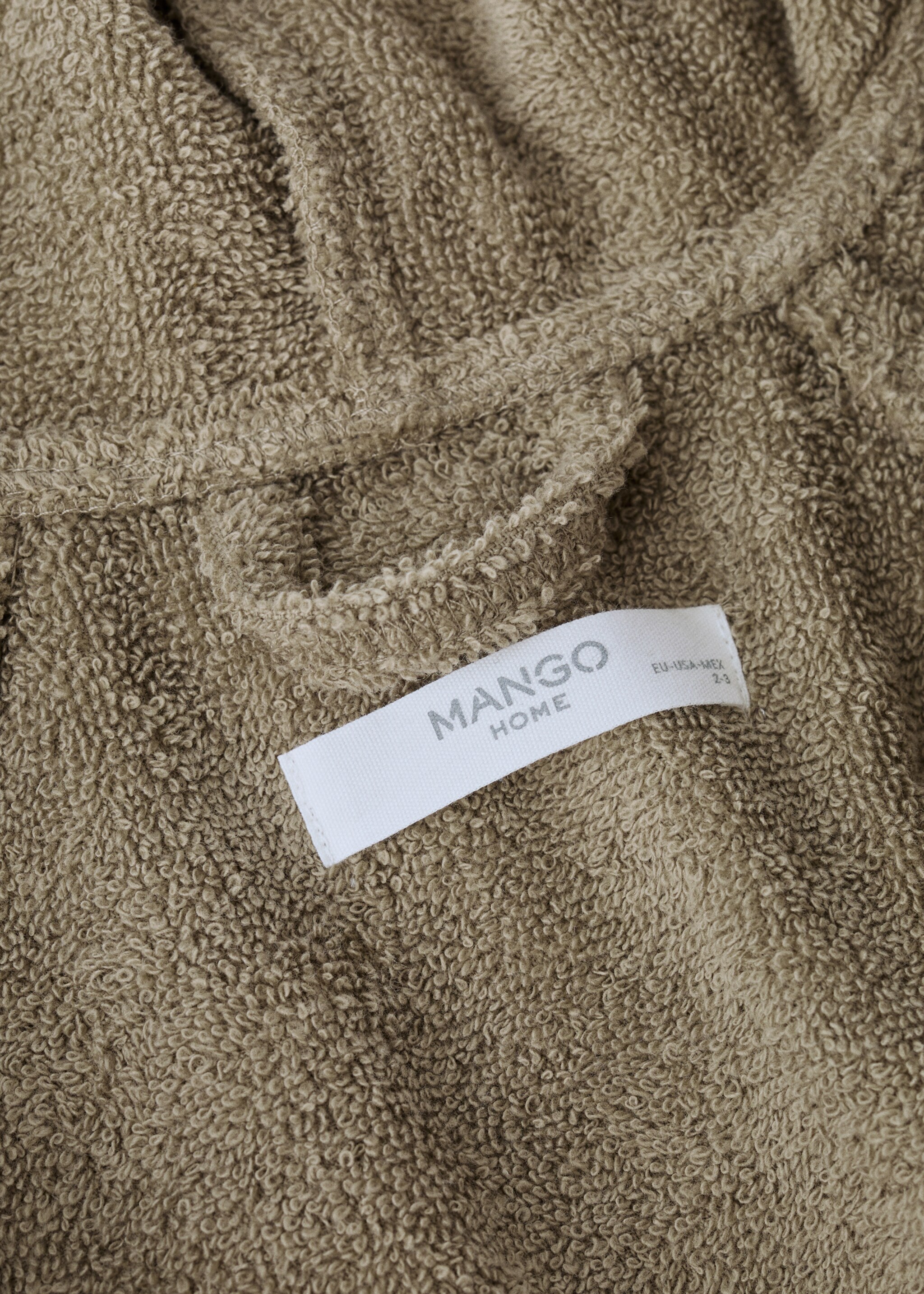 Children's cotton bathrobe with contrasting trim - Details of the article 2, Khaki. Ref: 17075168-00.