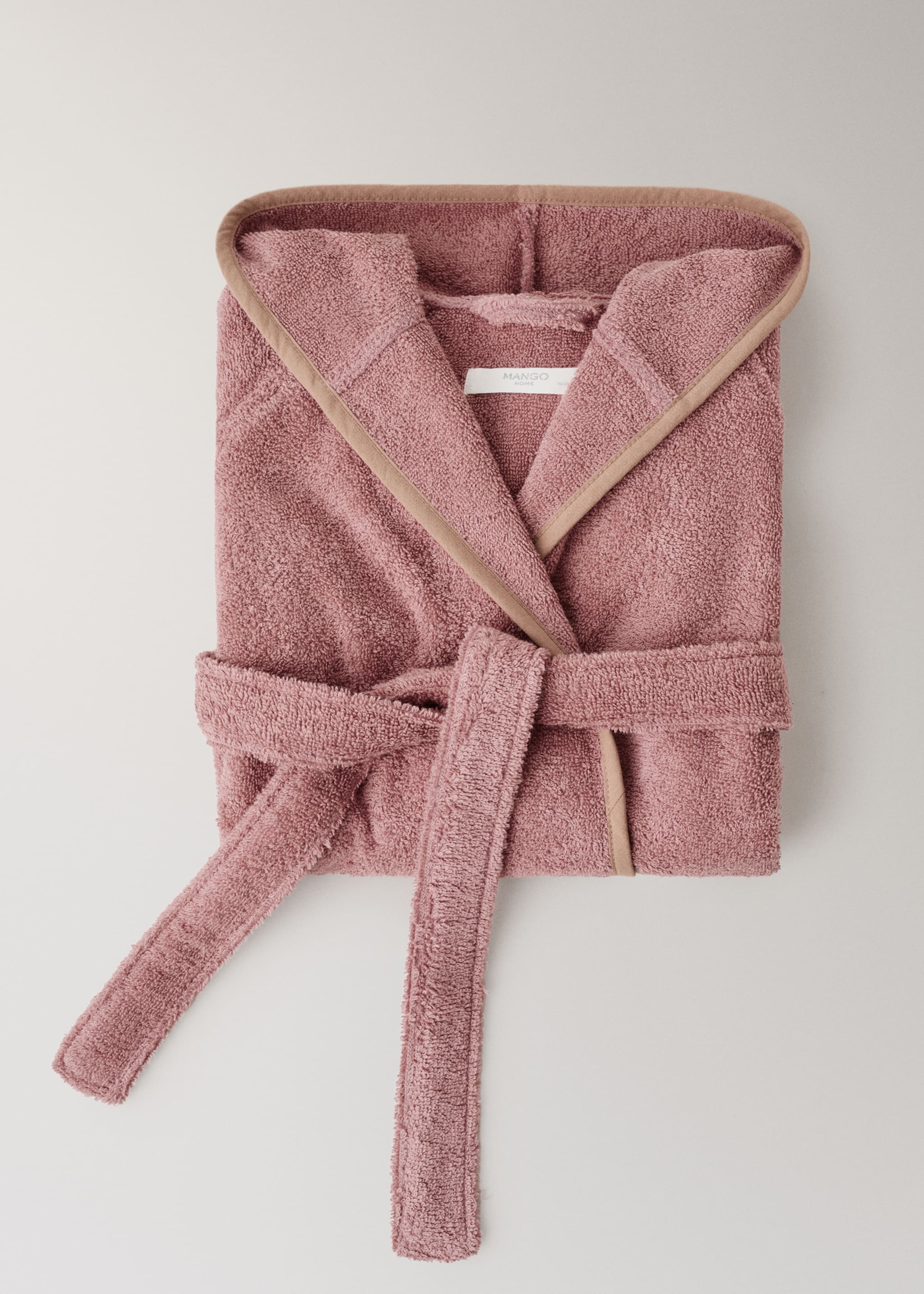 Children's cotton bathrobe with contrasting trim - Details of the article 4, Pink. Ref: 17075168-00.