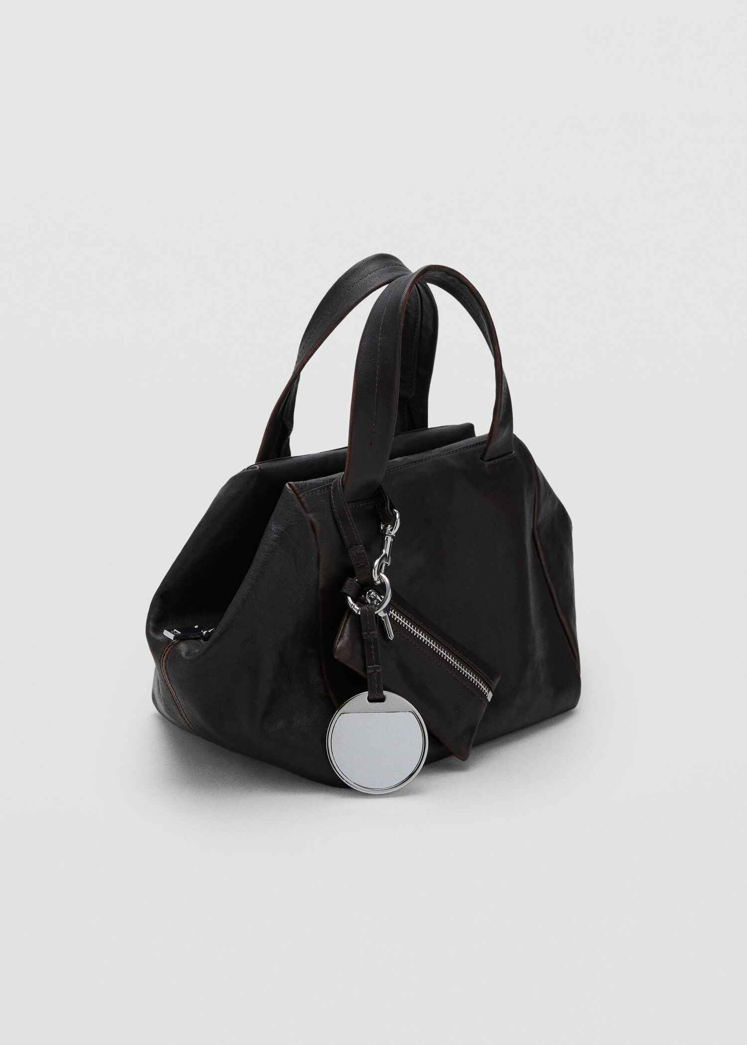 Leather clutch bag with charms - Medium plane