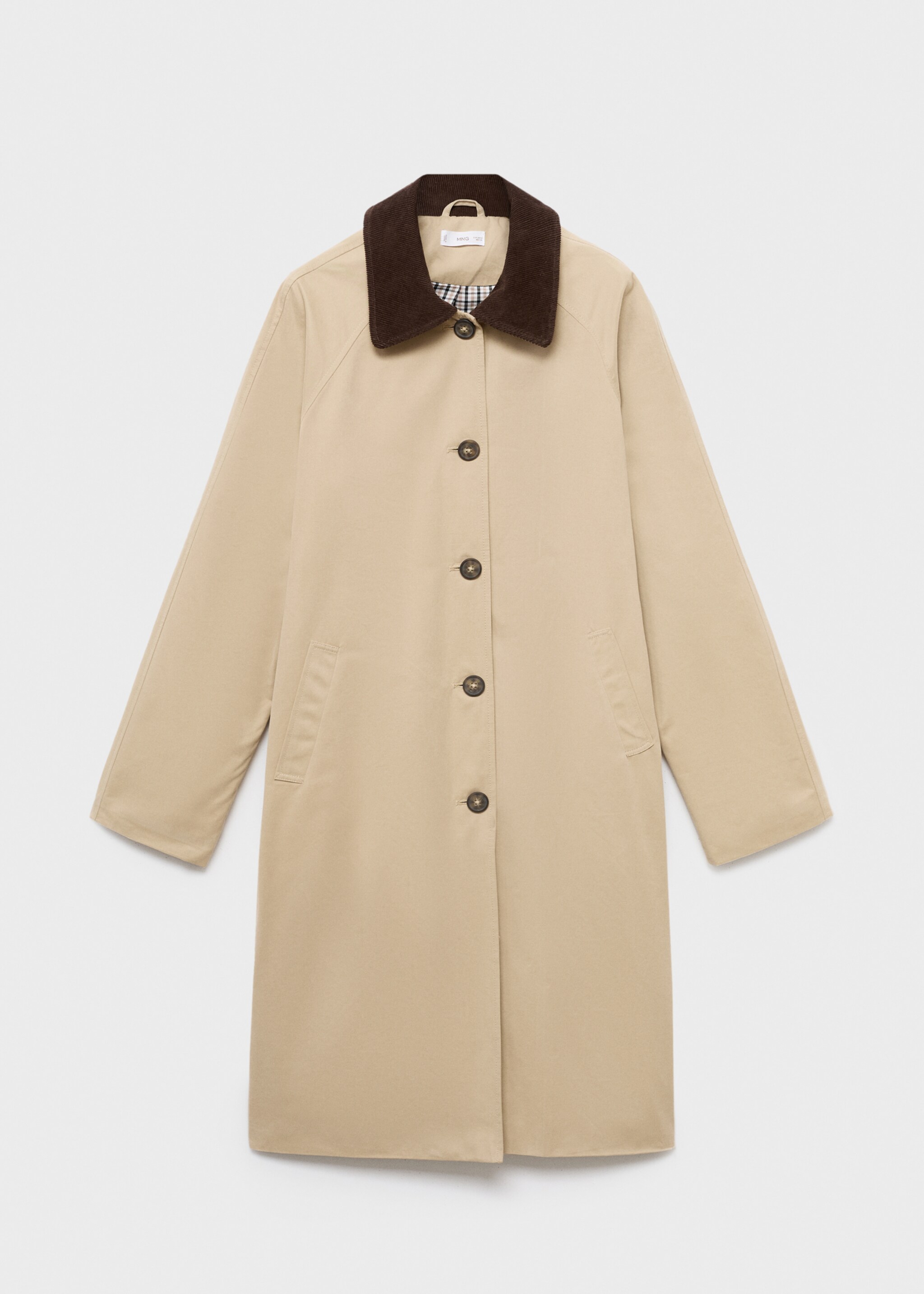 Trench coat with contrasting collar - Article without model, Ecru. Ref: 17075783-00.