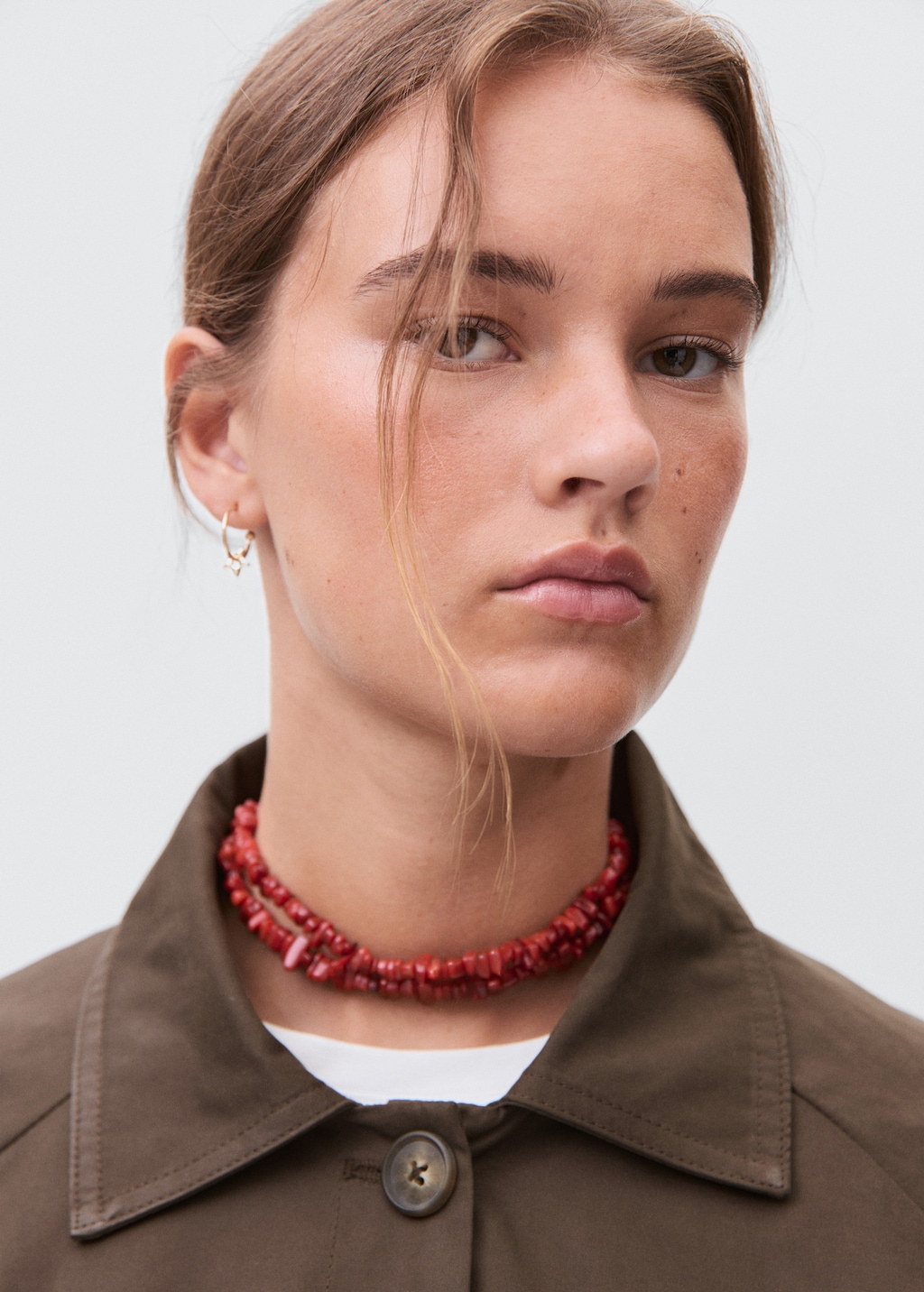 Long trench coat with printed lining