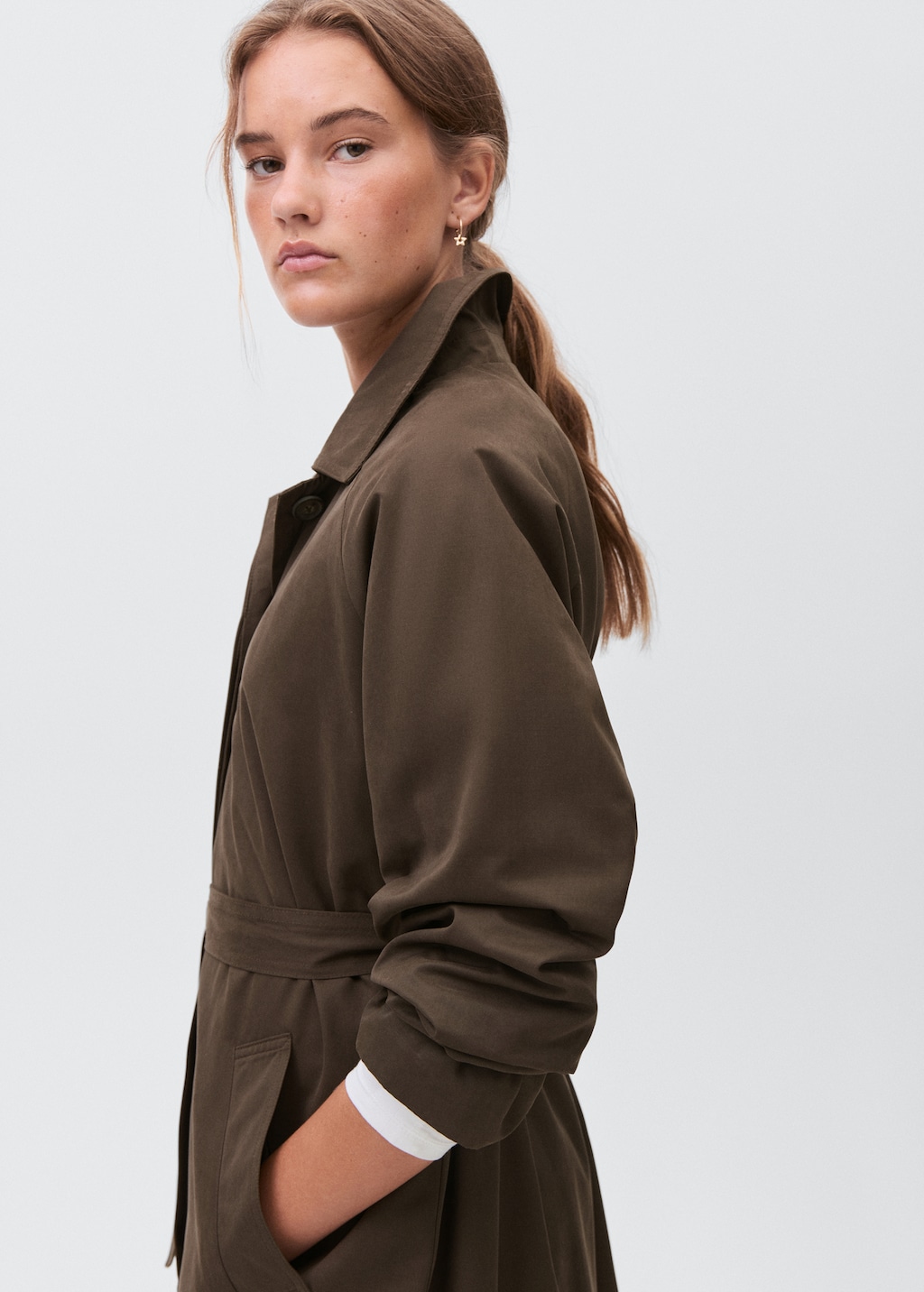 Long trench coat with printed lining