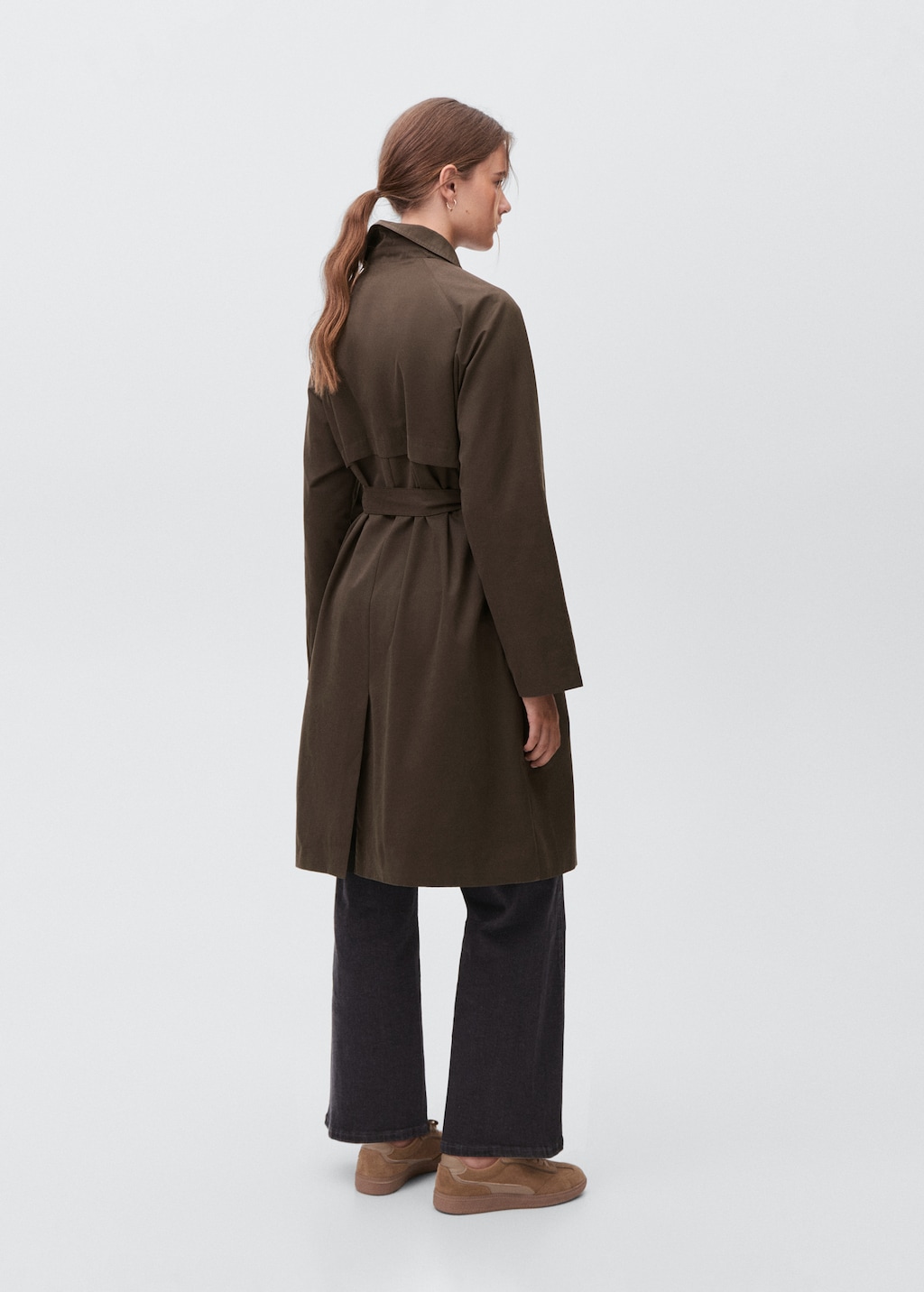 Long trench coat with printed lining