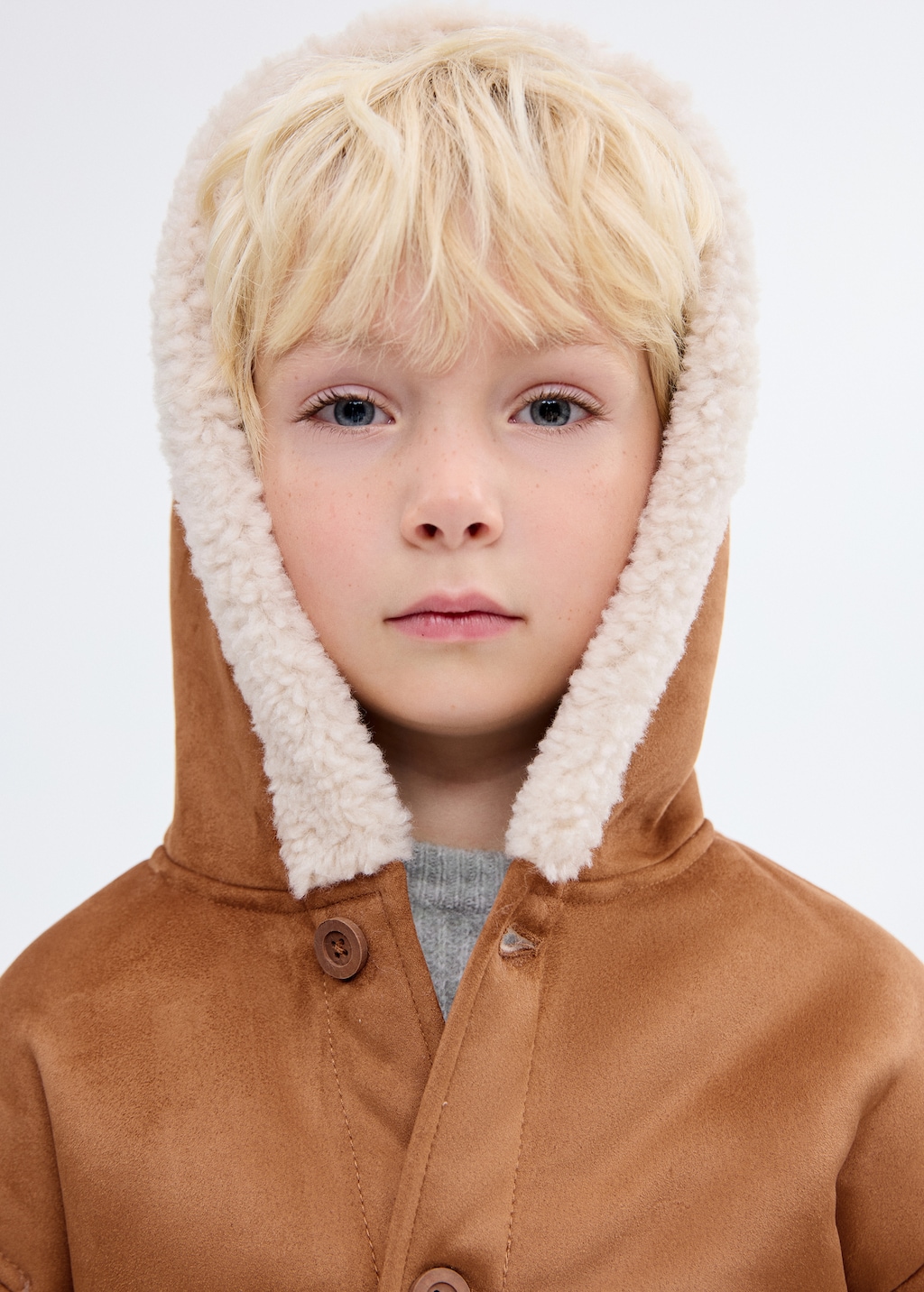 Suede effect sheepskin coat