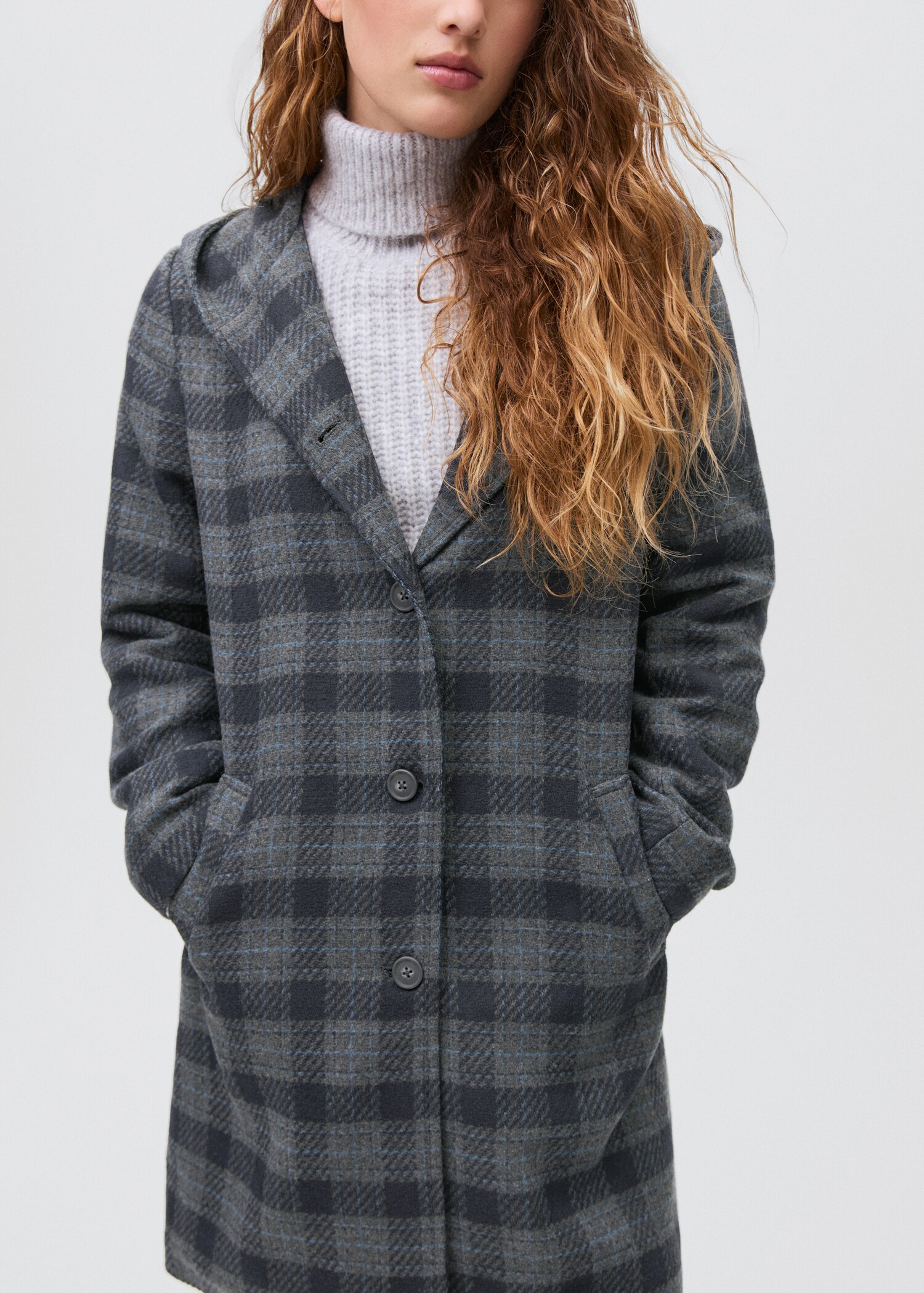Check-print cloth coat - Medium plane