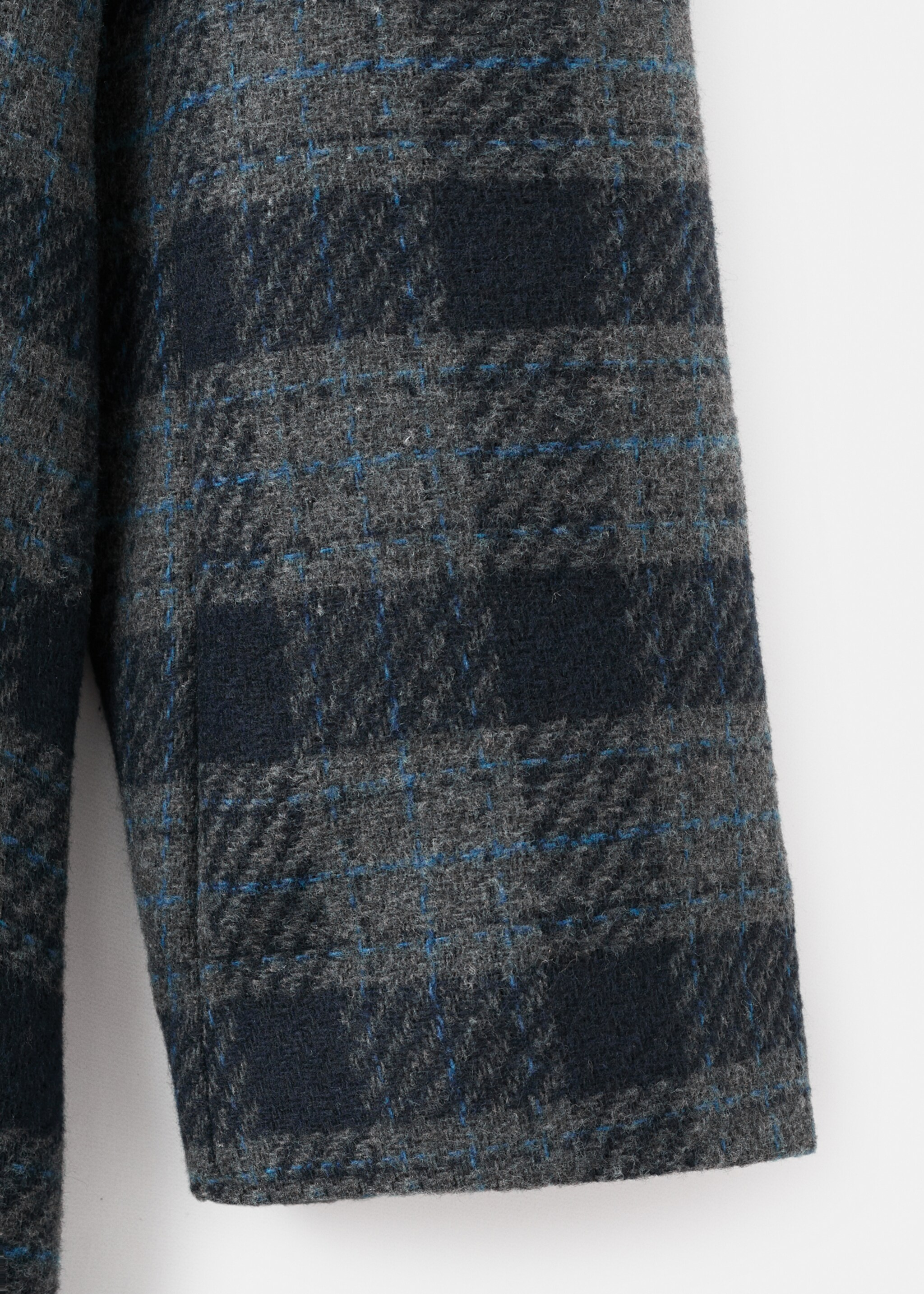Checked cloth coat - Details of the article 0, Navy. Ref: 17075787-00.