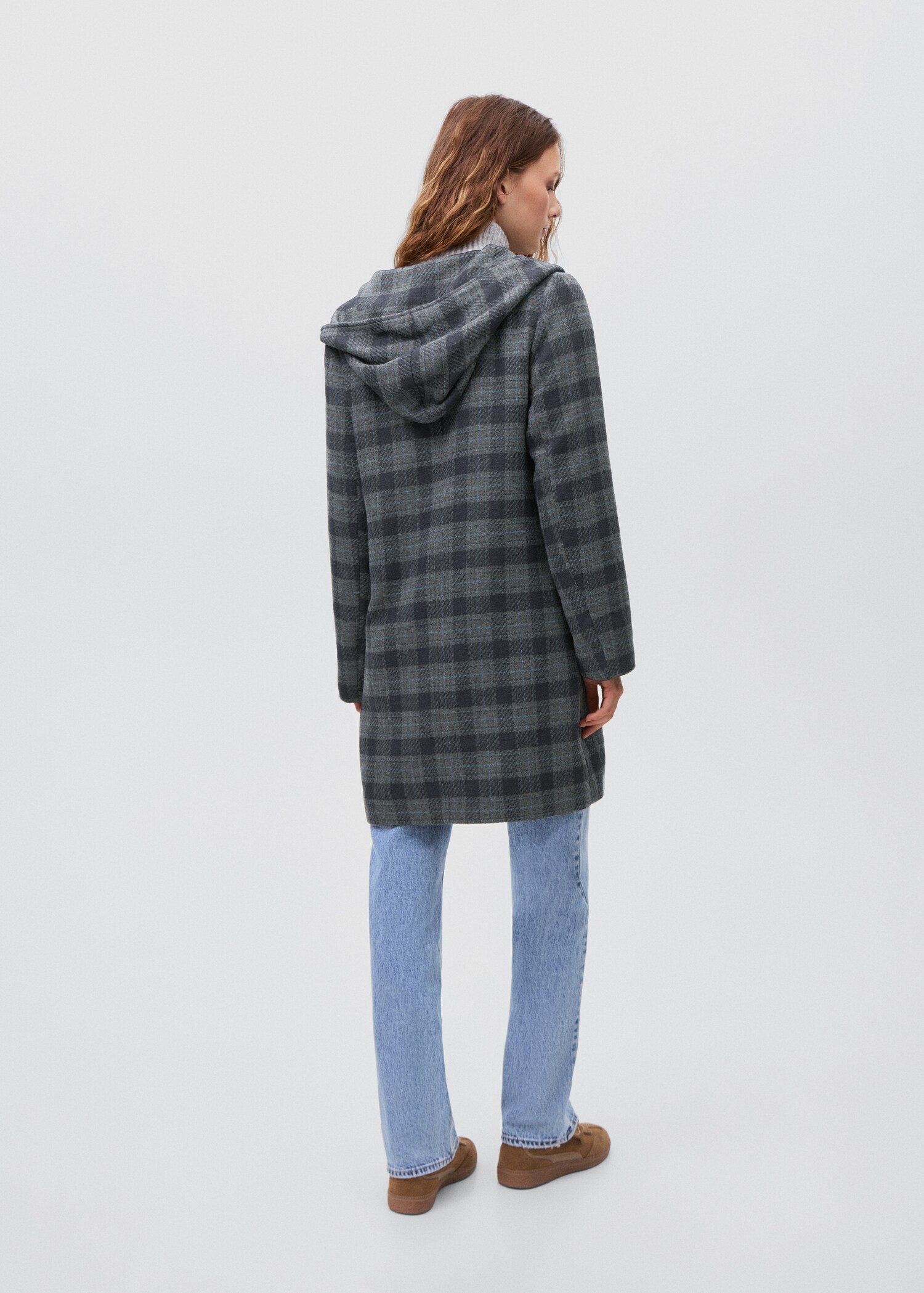 Check-print cloth coat - Reverse of the article