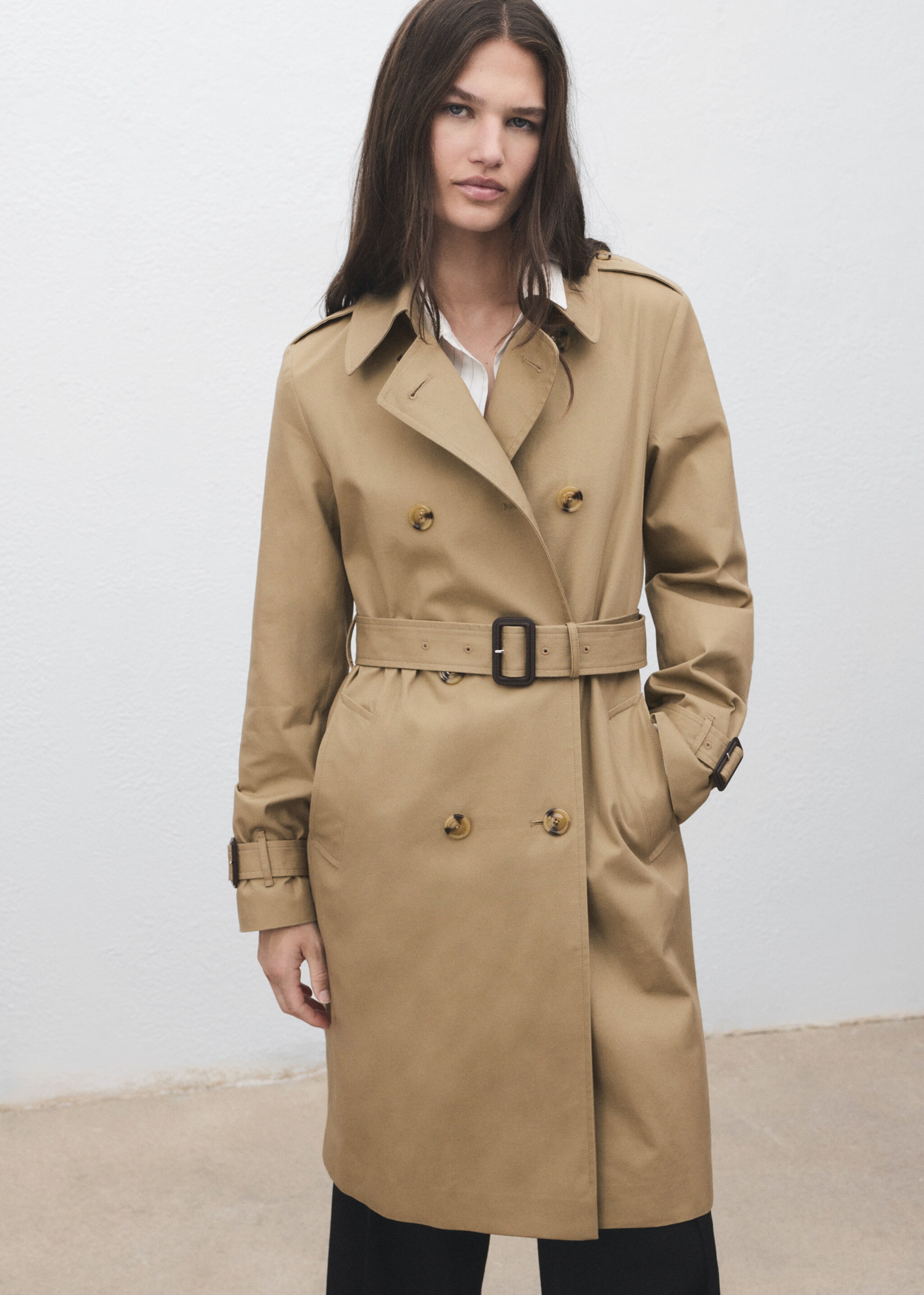 Classic trench coat with belt - Medium plane, Beige. Ref: 17075789-00.