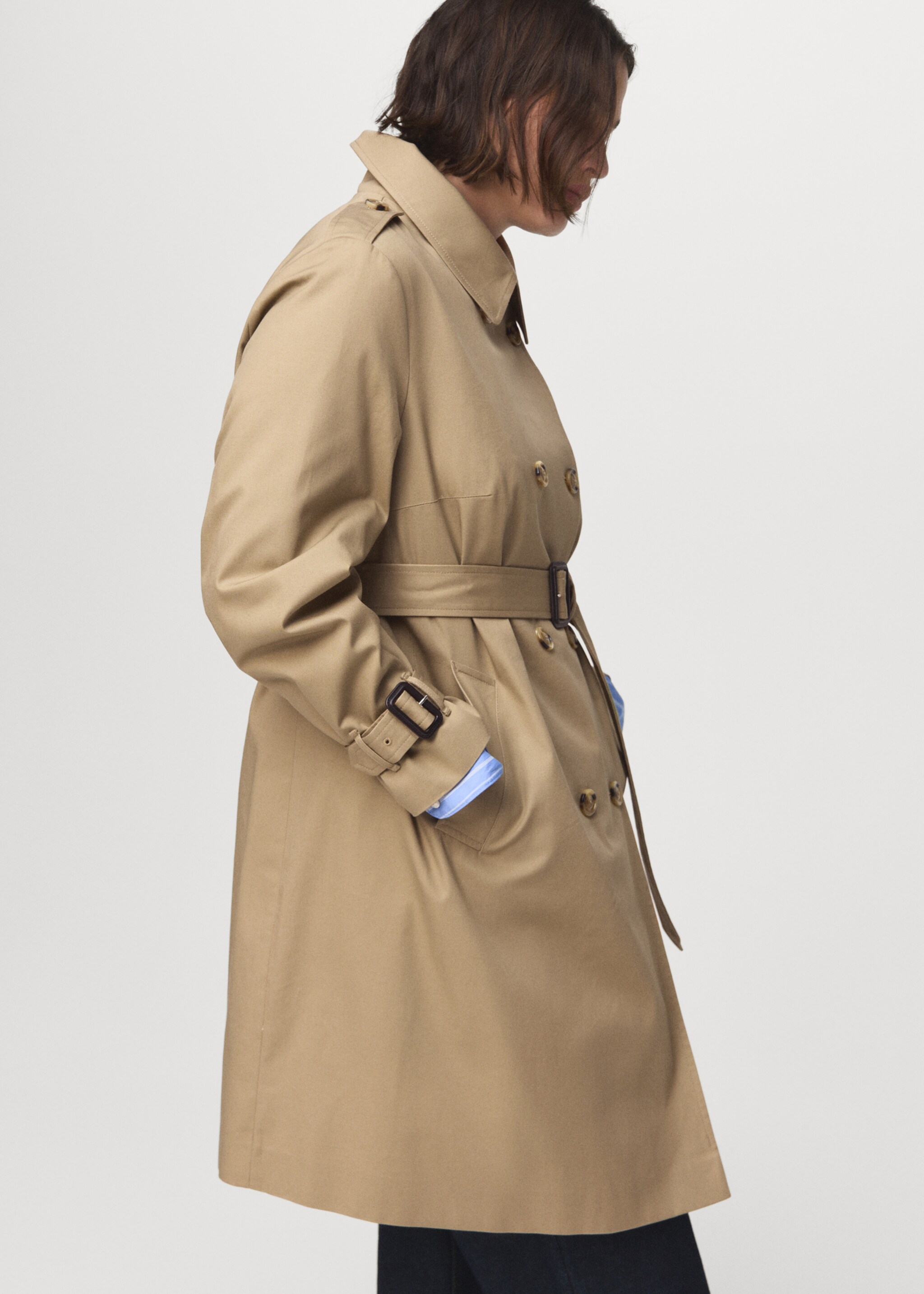 Klassischer Trenchcoat mit Gürtel - Detail des Artikels 5, Beige. Ref: 17075789-00.