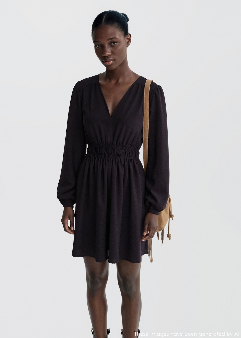 Dress with gathered waist