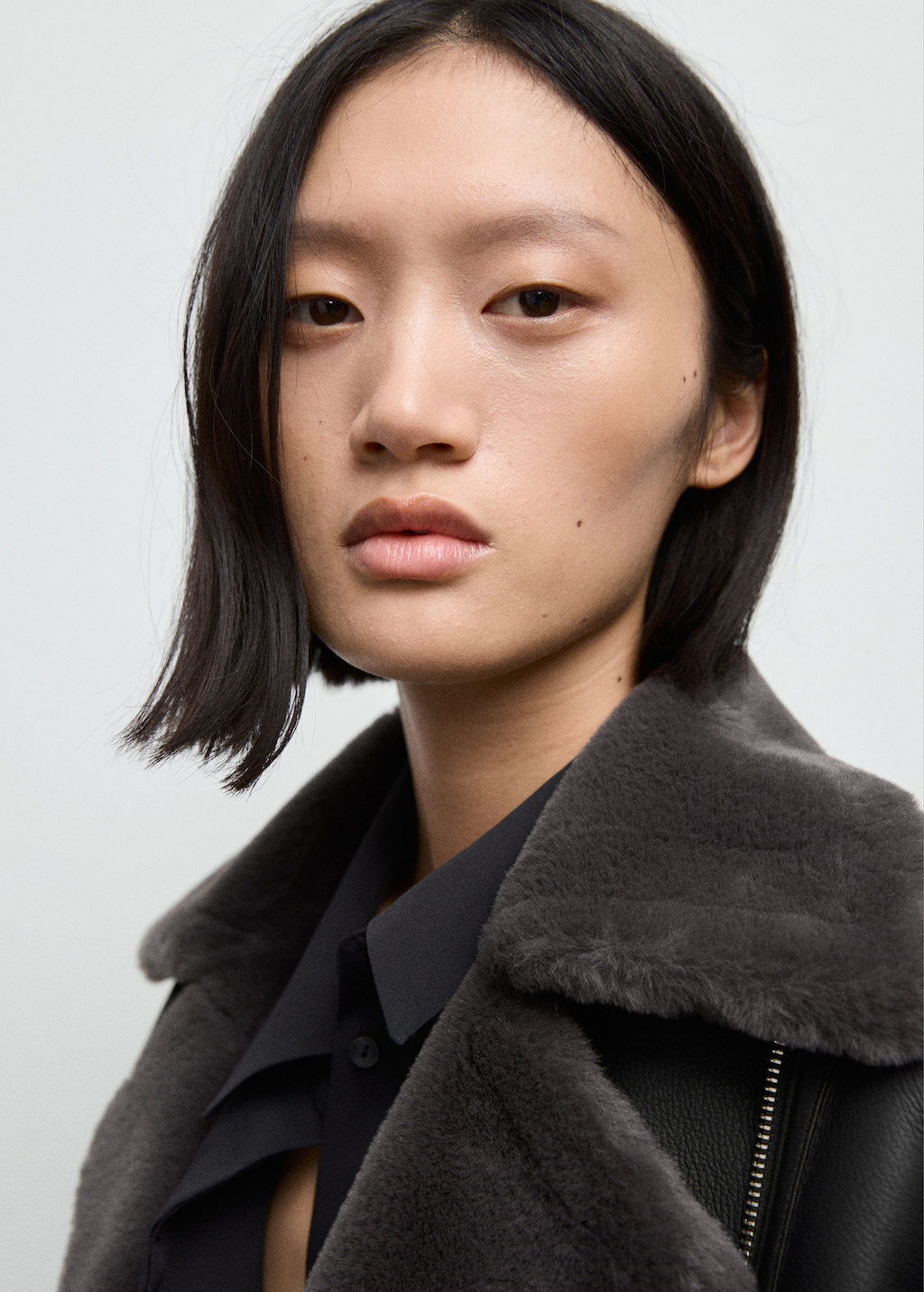 Fur-effect biker jacket