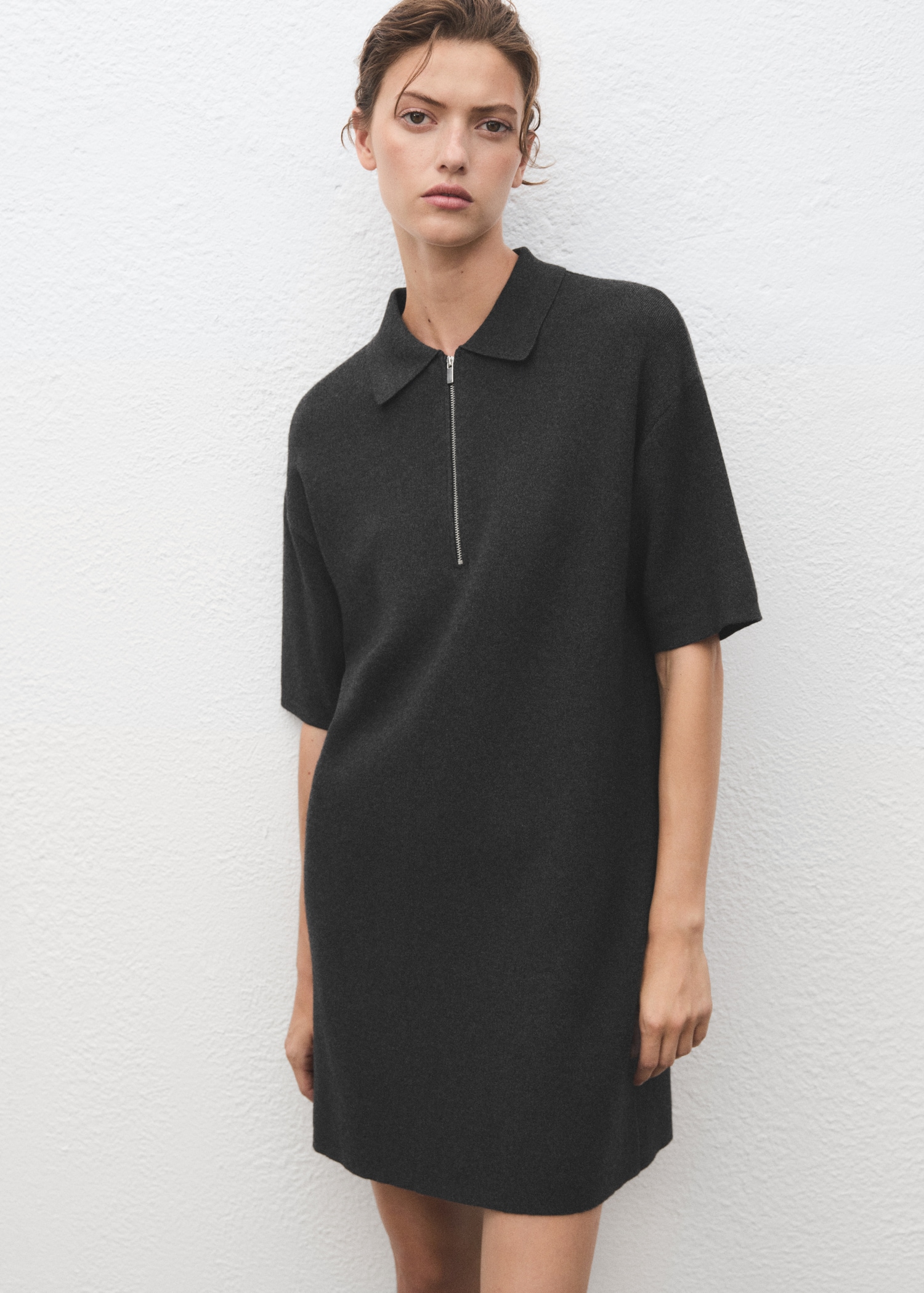 Vestido de malha com gola de polo Mulher MANGO Portugal