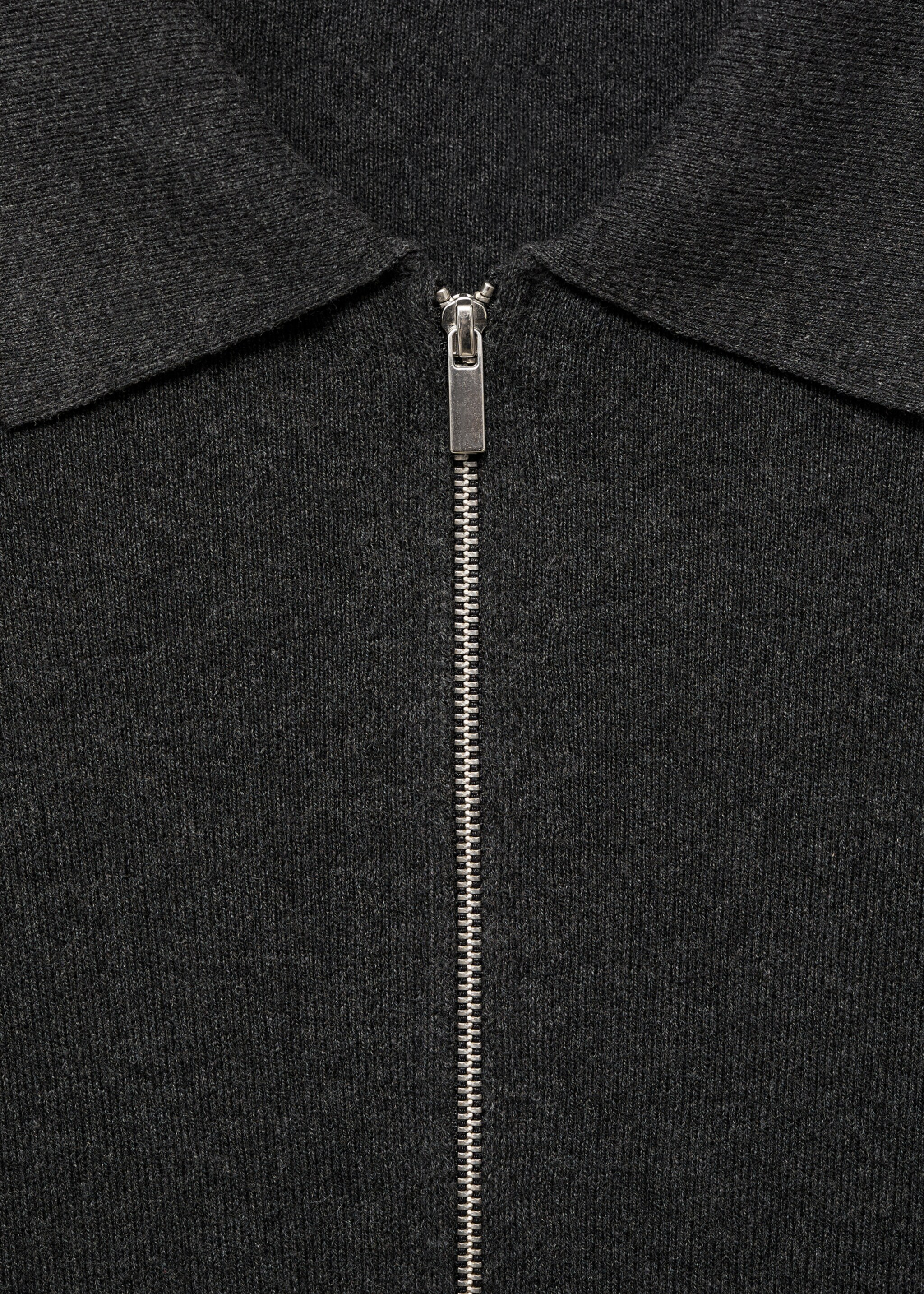 Knitted dress with polo neck - Details of the article 8, Dark Heather Grey. Ref: 17075803-00.