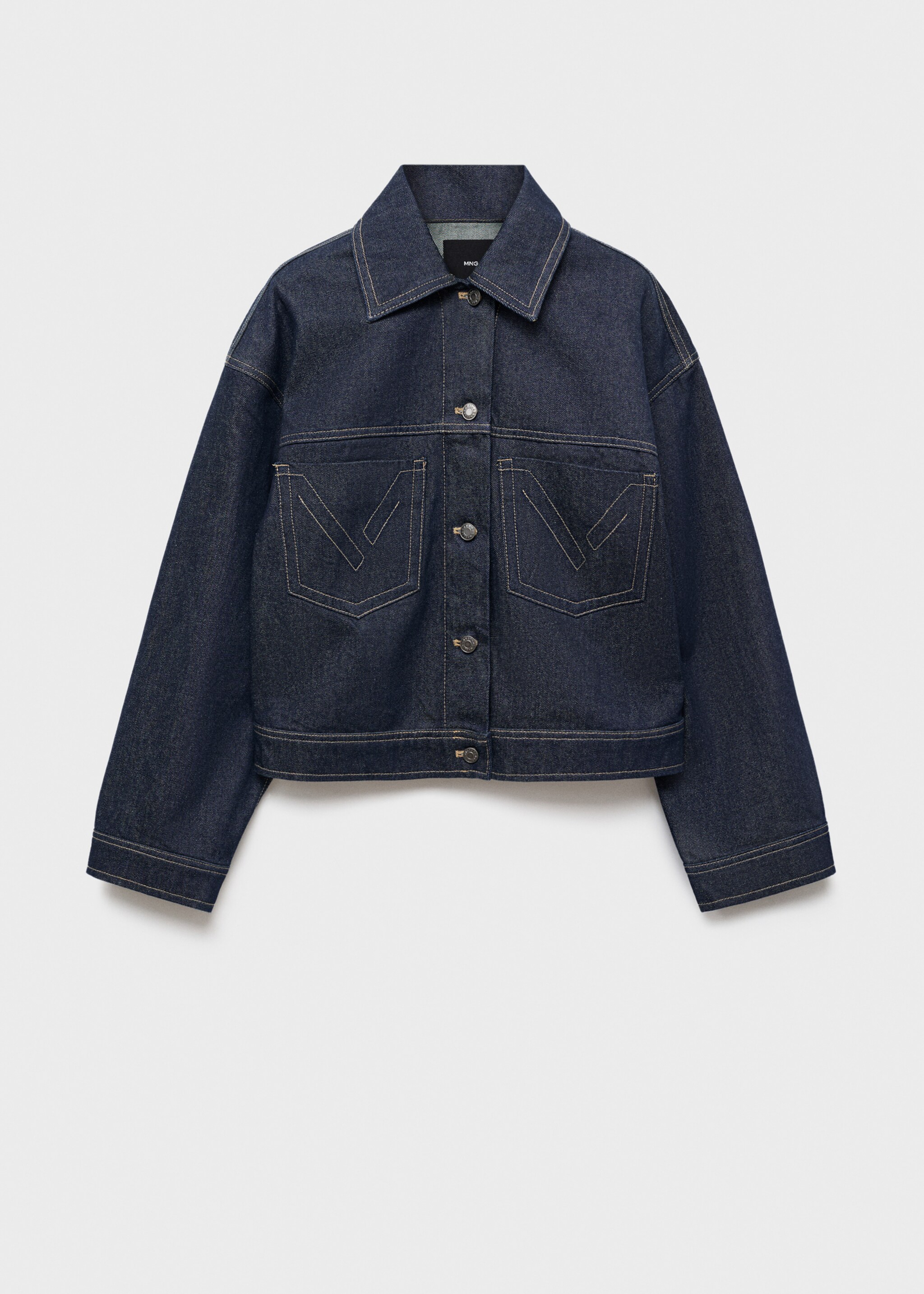 Veste denim coutures décoratives - Article sans modèle, Bleu. Ref: 17075805-00.