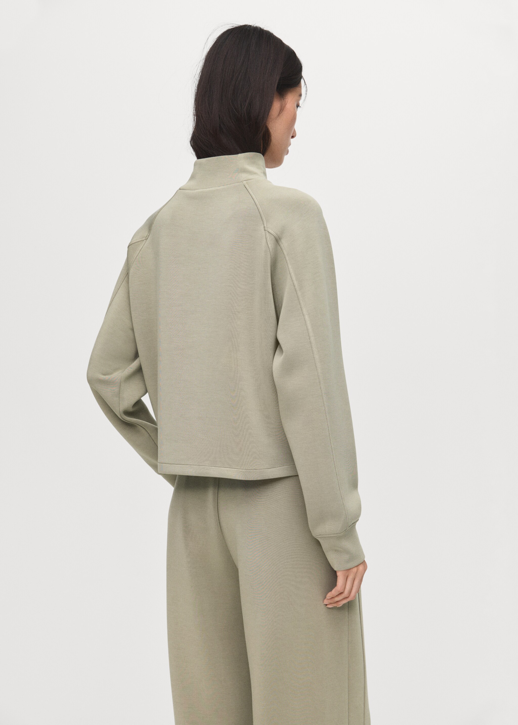 High collar sweatshirt - Reverse of the article, Khaki. Ref: 17075812-00.
