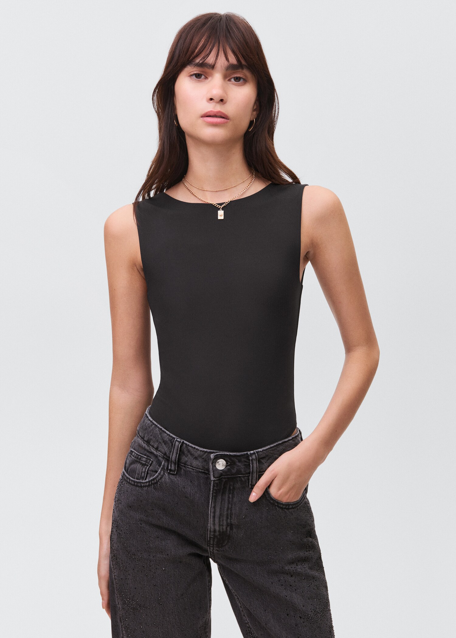 Elastic plain body suit - Medium plane