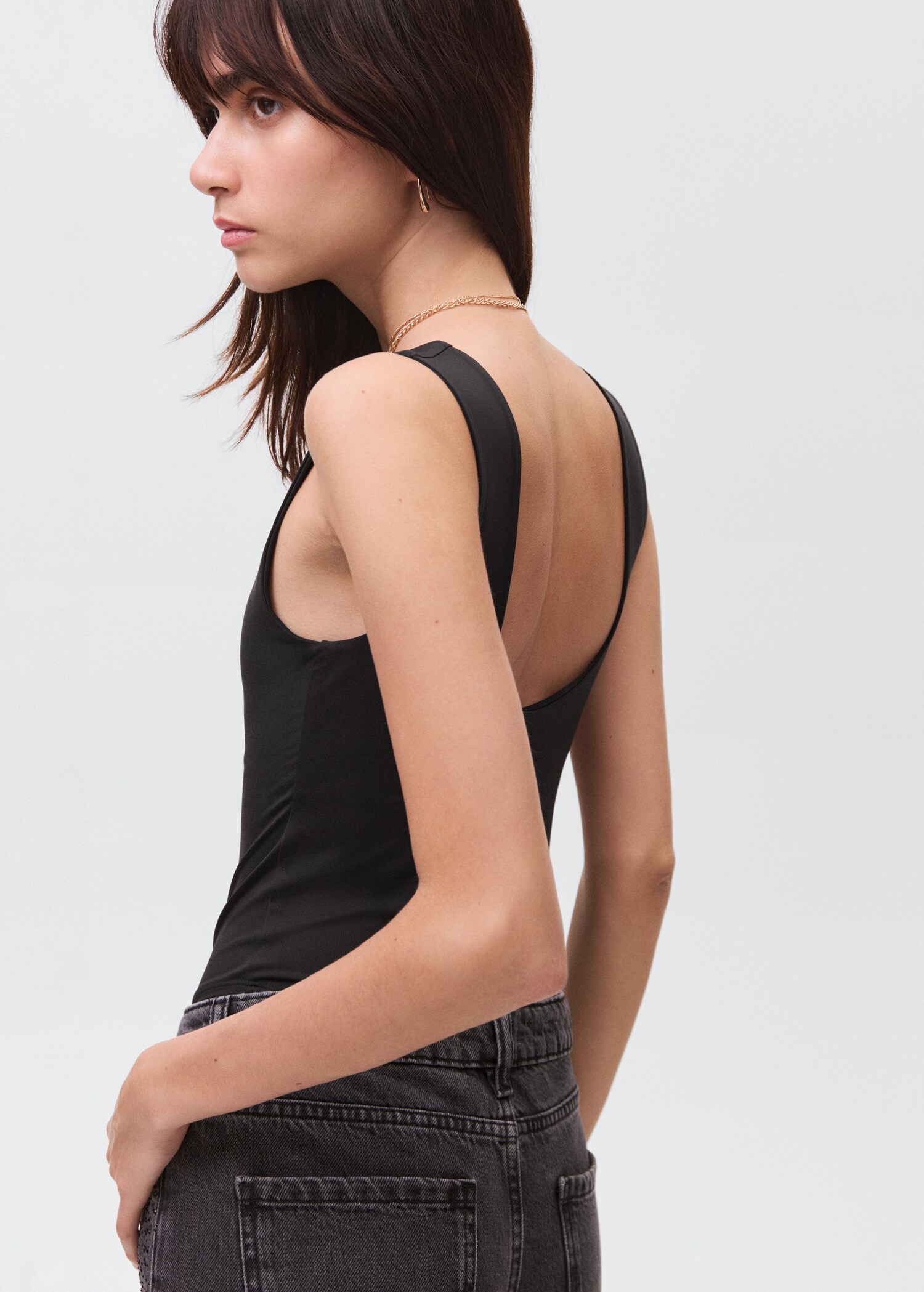 Elastic plain body suit - Reverse of the article