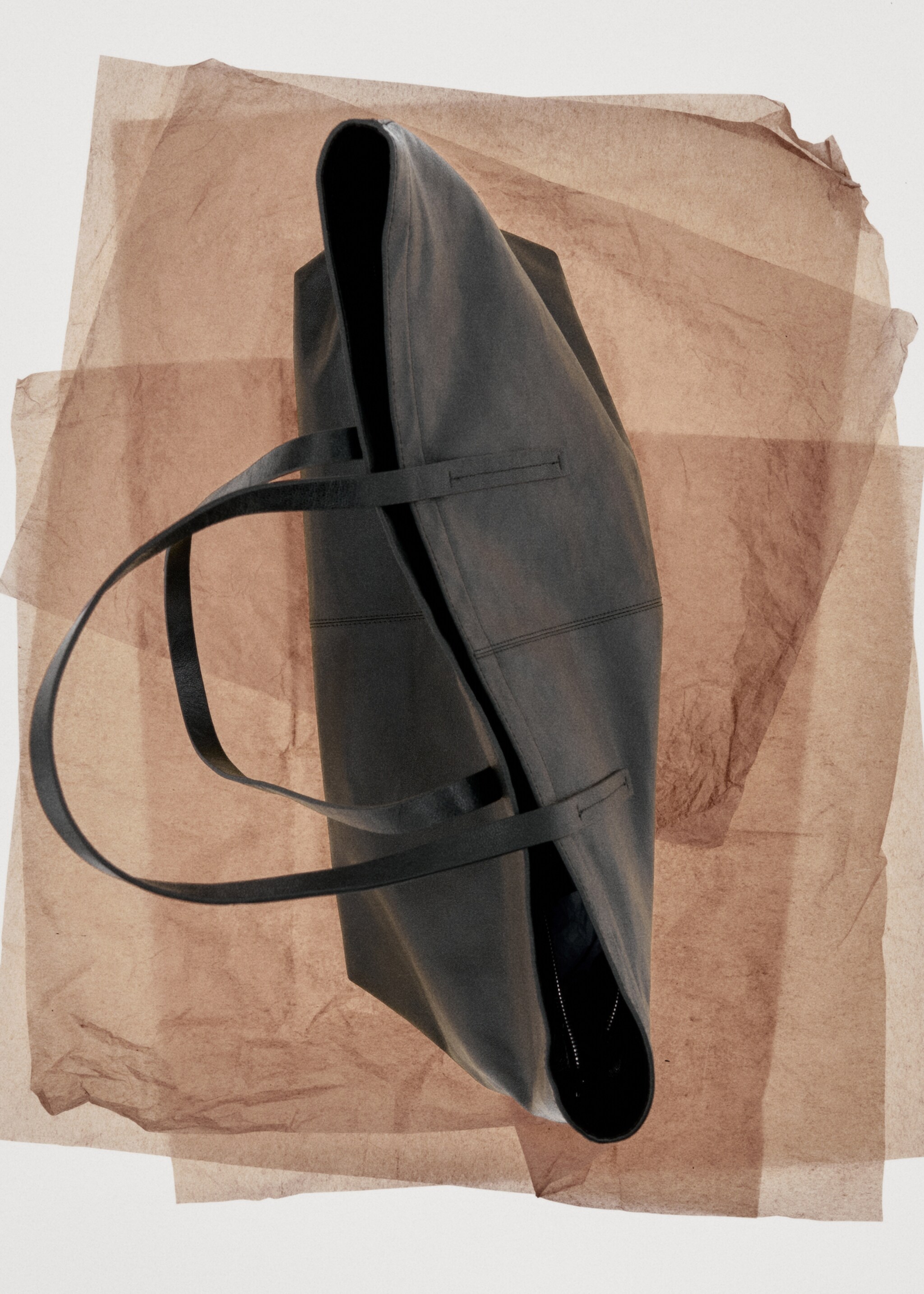 Leather shopper bag - Details of the article 7, Black. Ref: 17075818-00.