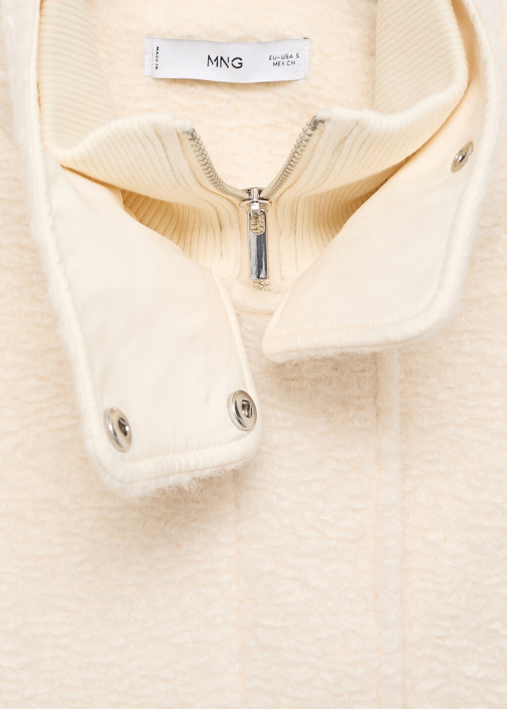 Mango Bouclé jacket with high neck