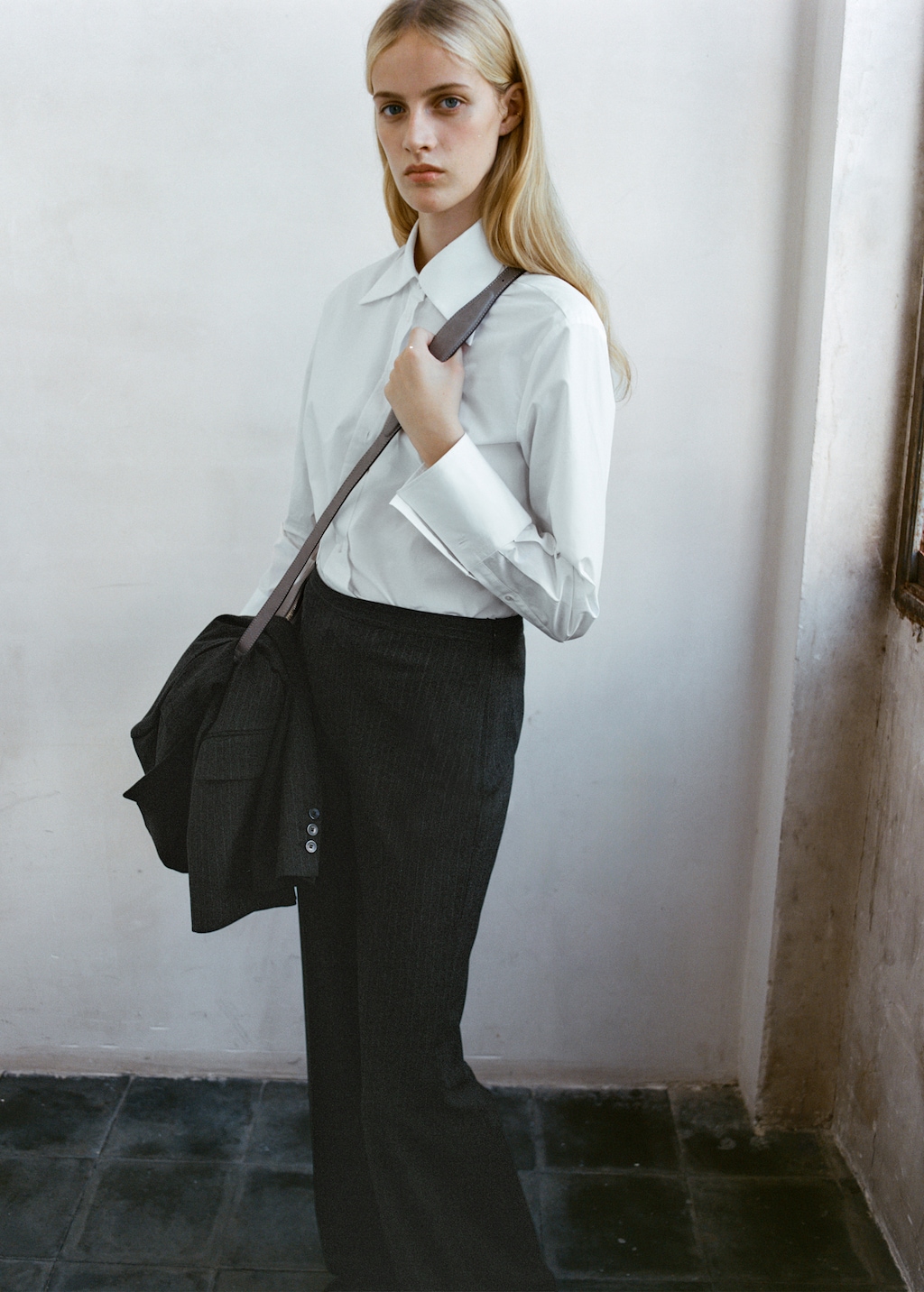 Pinstripe suit trousers