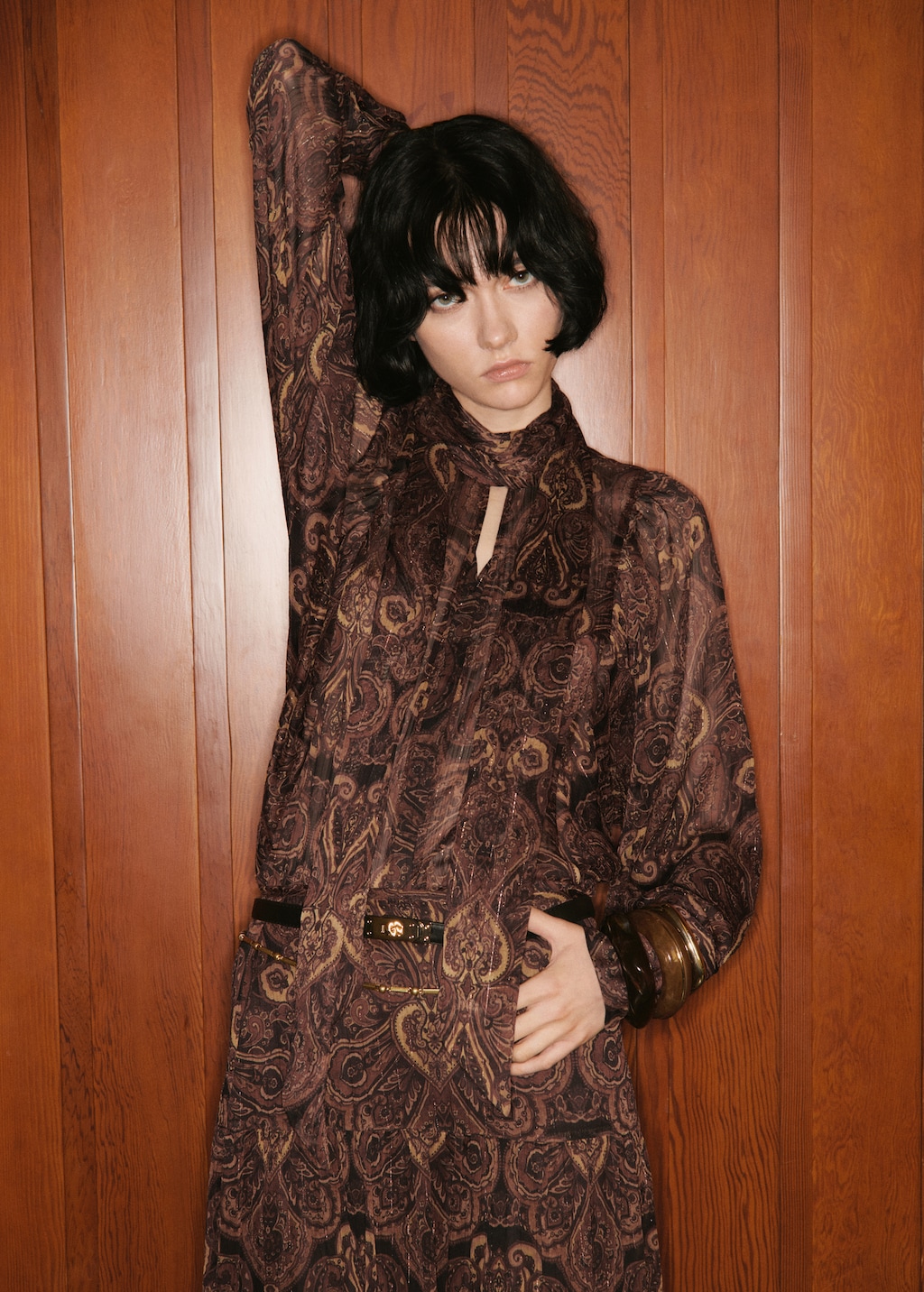 Paisley-print blouse with foulard