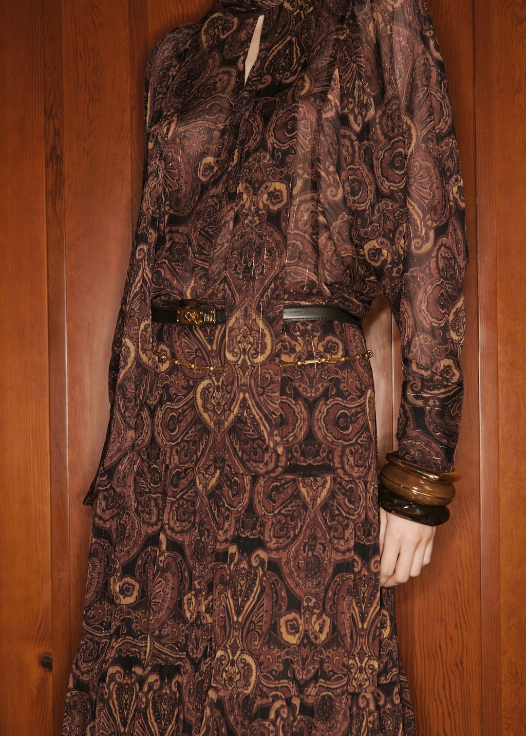 Paisley-print blouse with foulard