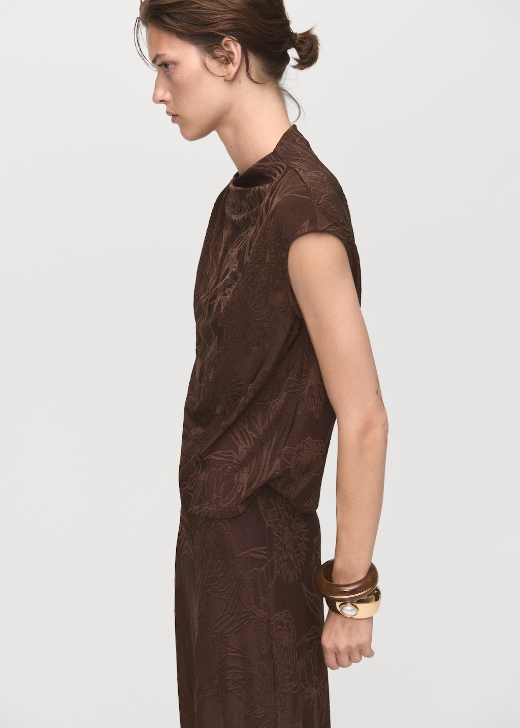 Jacquard floral-print top