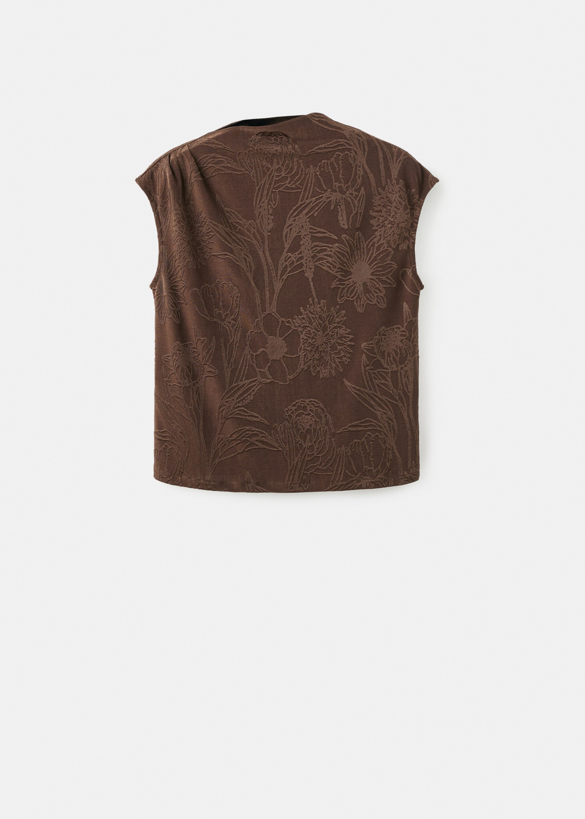 Jacquard floral-print top - Article without model, Brown. Ref: 17075827-00.