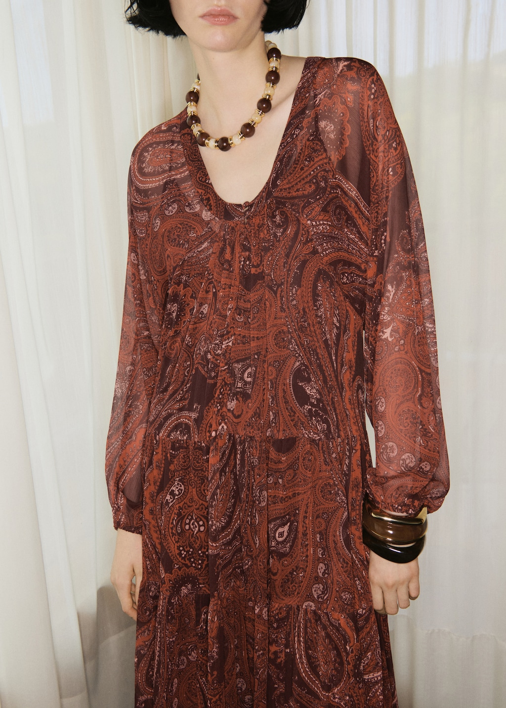 Paisley-print oversized dress