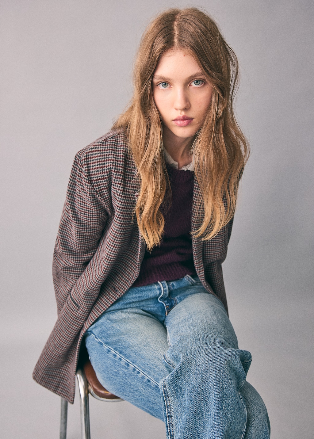 Houndstooth-check jacket