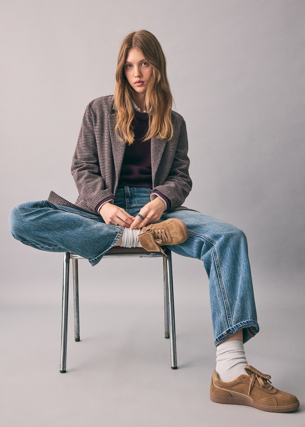 Houndstooth-check jacket