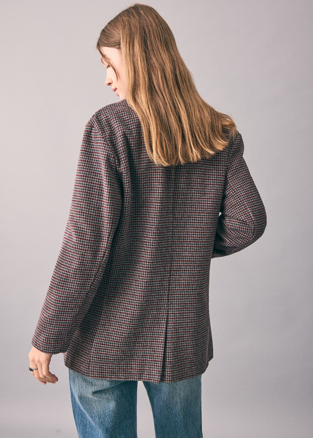 Houndstooth-check jacket